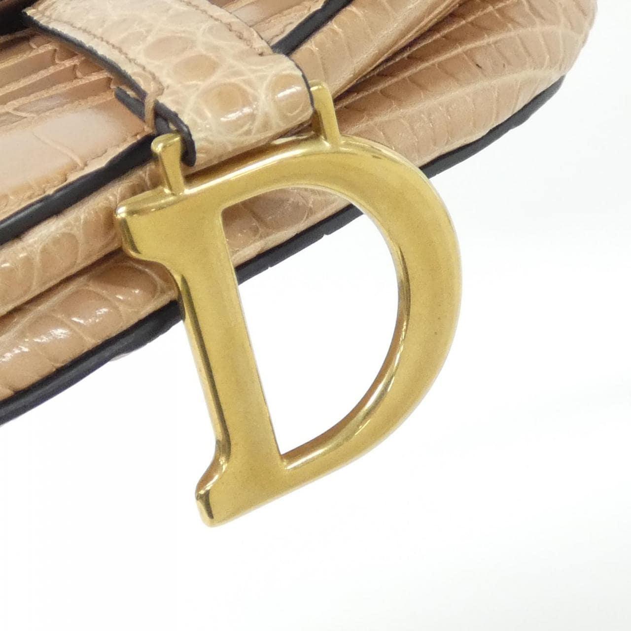 DIOR Saddle Shoulder Bag Crocodile 米色 鱷魚皮 中古品A - 縮圖 4