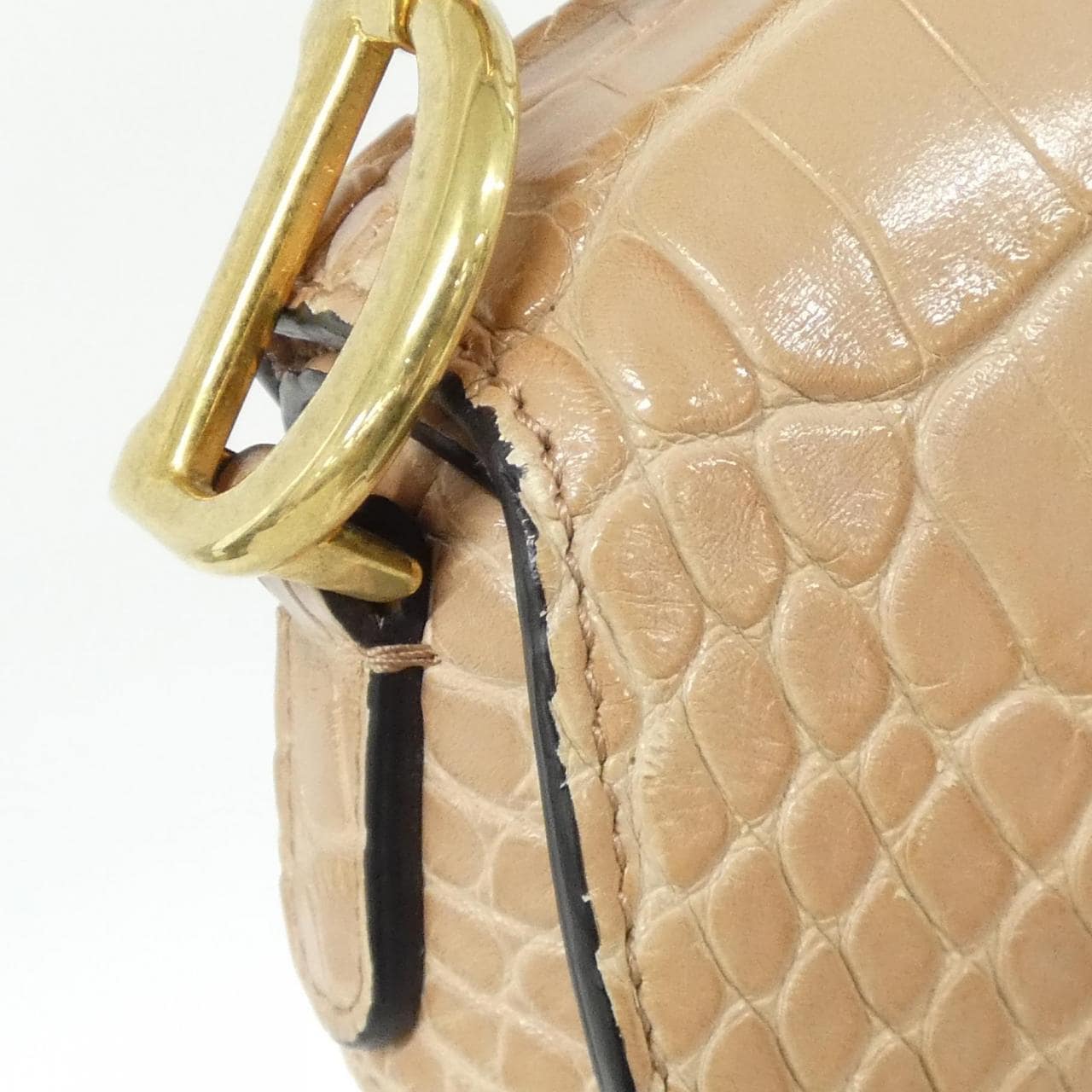 DIOR Saddle Shoulder Bag Crocodile 米色 鱷魚皮 中古品A - 縮圖 7