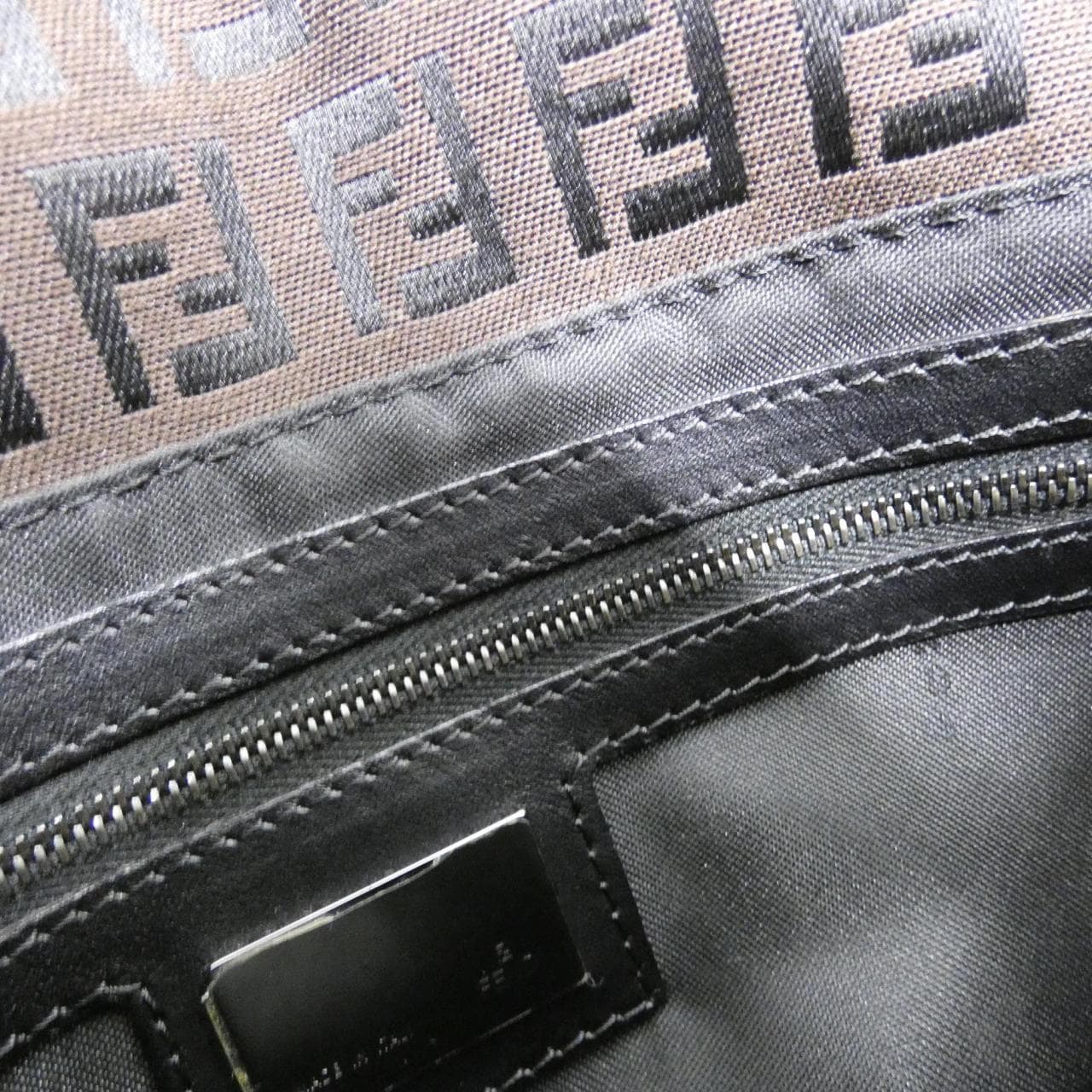 FENDI Baguette 8BR001 JQ5 Shoulder Bag Canvas Black Canvas - Thumbnail 7