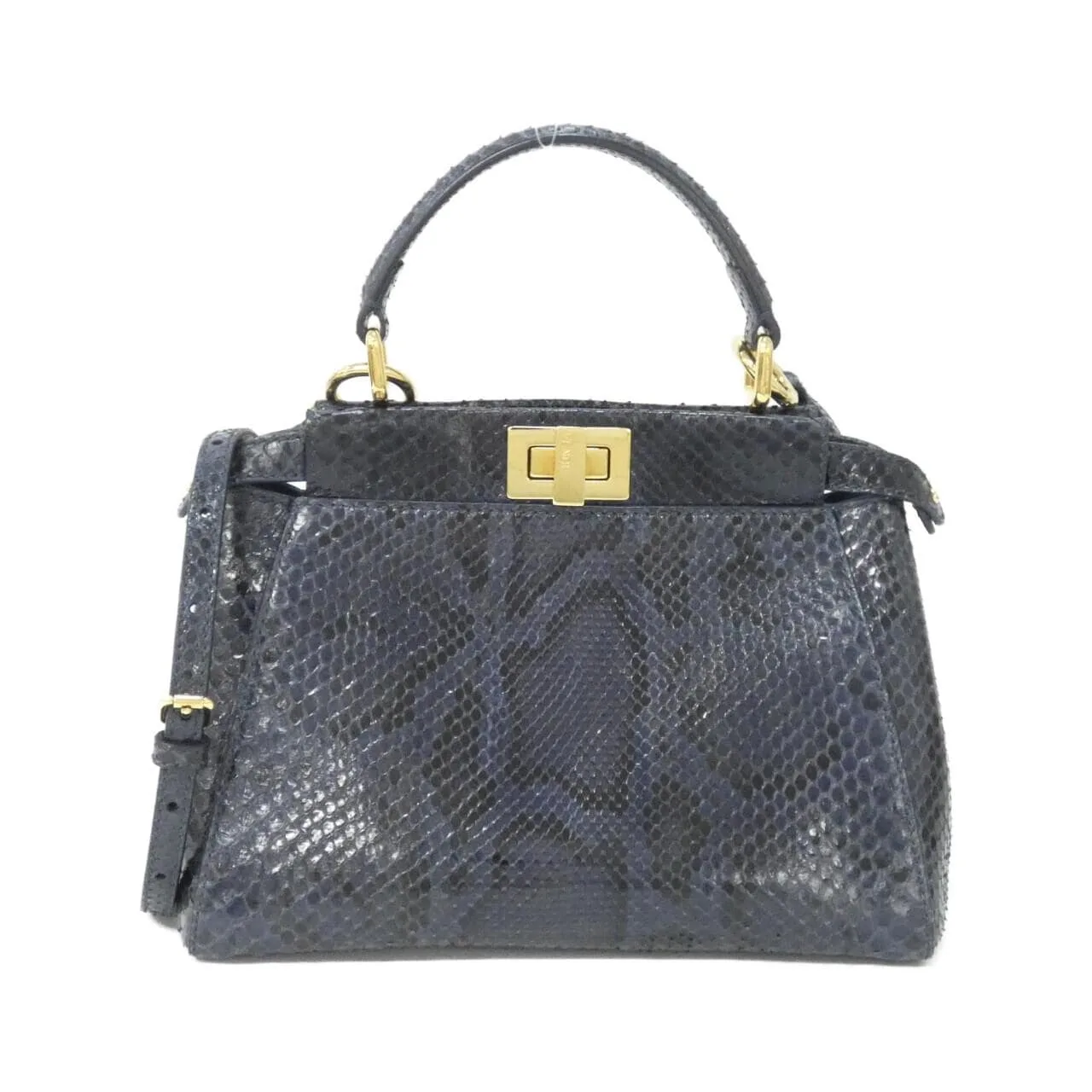 FENDI Peekaboo 8BN244 U95 Handbag Python Blue