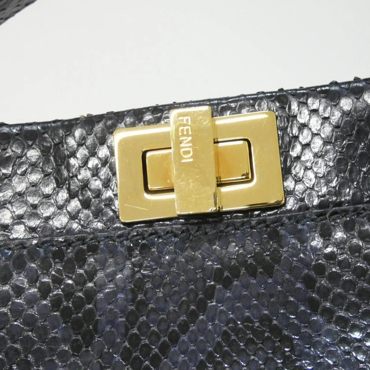 FENDI Peekaboo 8BN244 U95 Handbag Python Blue Python - Thumbnail 3