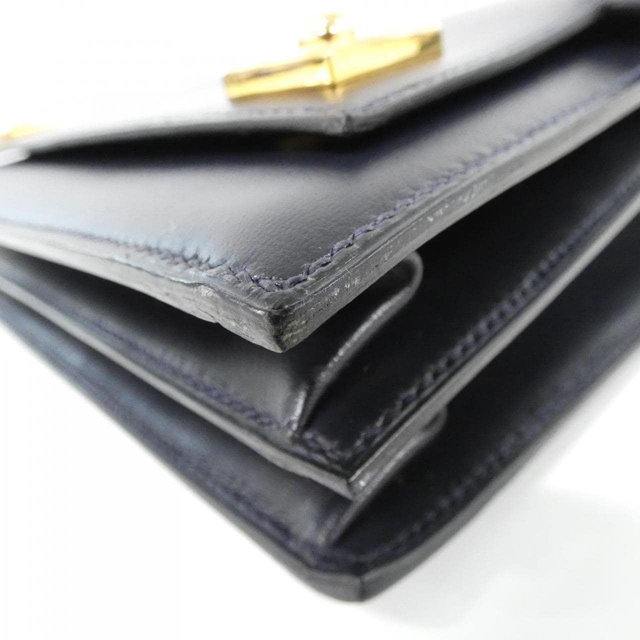 HERMES HERMÈS Bag Box Calf Blue Box Calf Leather - Thumbnail 3