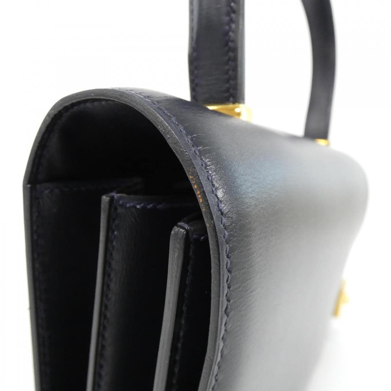 HERMES HERMÈS Bag Box Calf Blue Box Calf Leather - Thumbnail 4