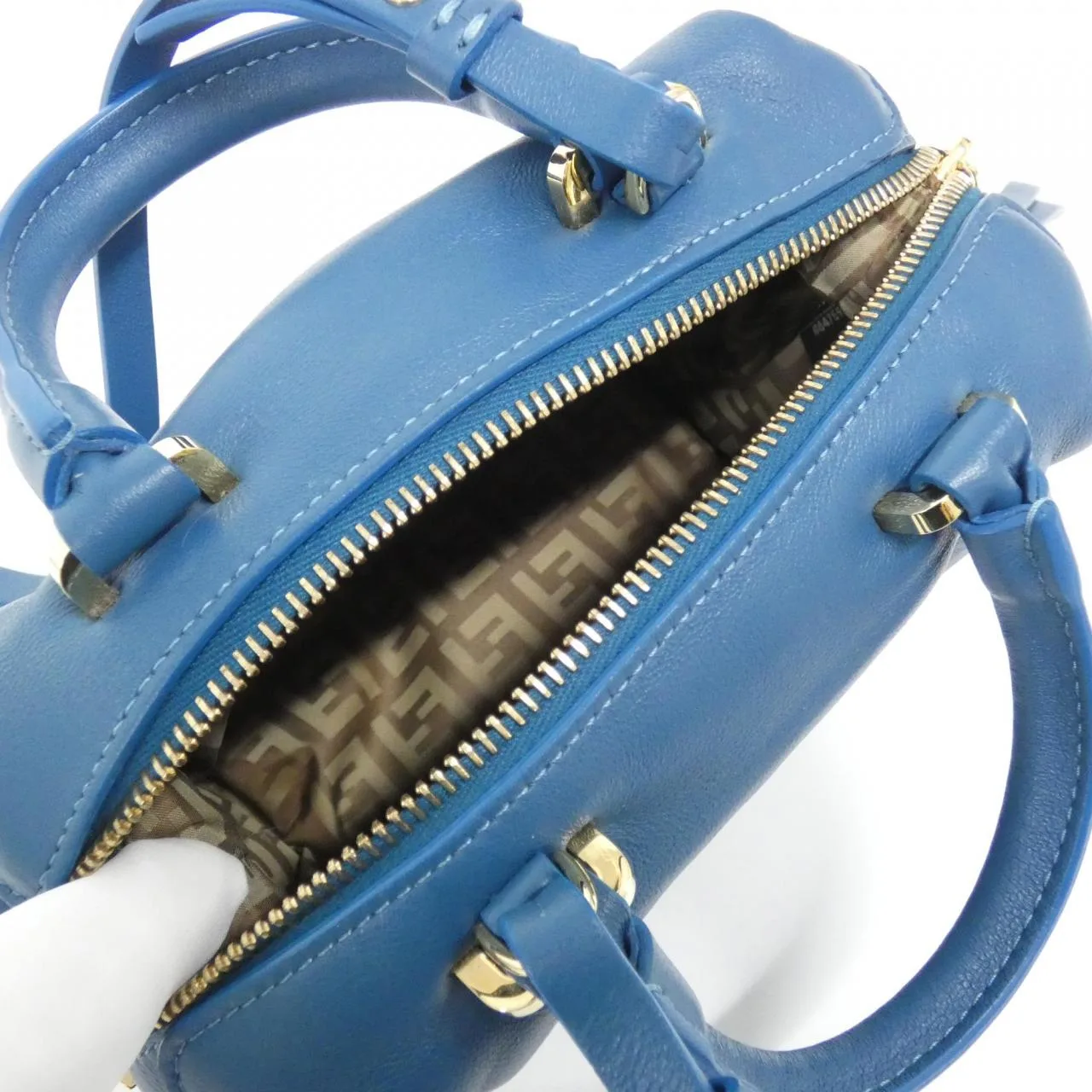 FENDI 8BS089 AQEO Handbag Leather 藍色 皮革 中古品A - 縮圖 8