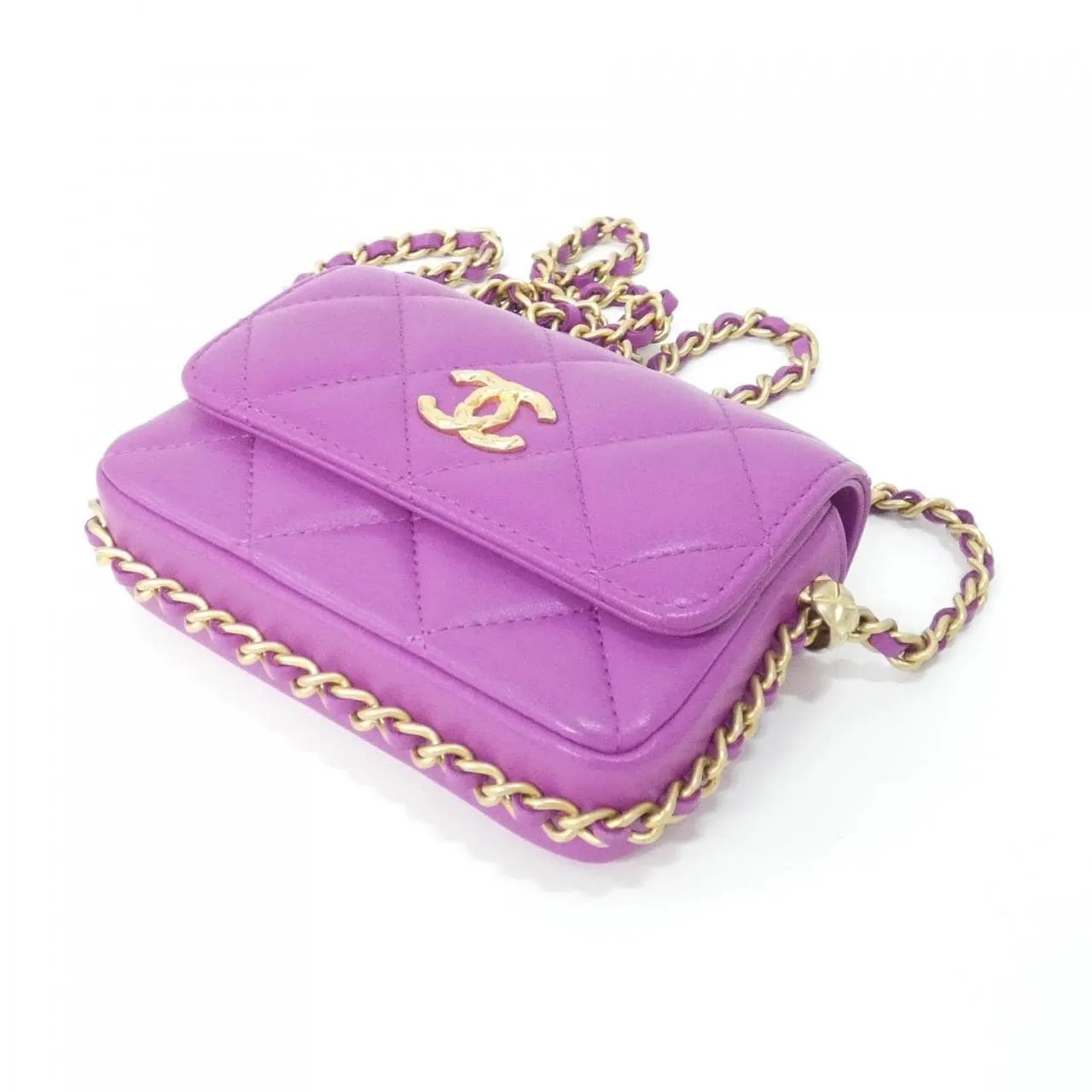 CHANEL Chanel 19 AP3528 Wallet Lambskin Purple Lambskin Rank A - Thumbnail 3