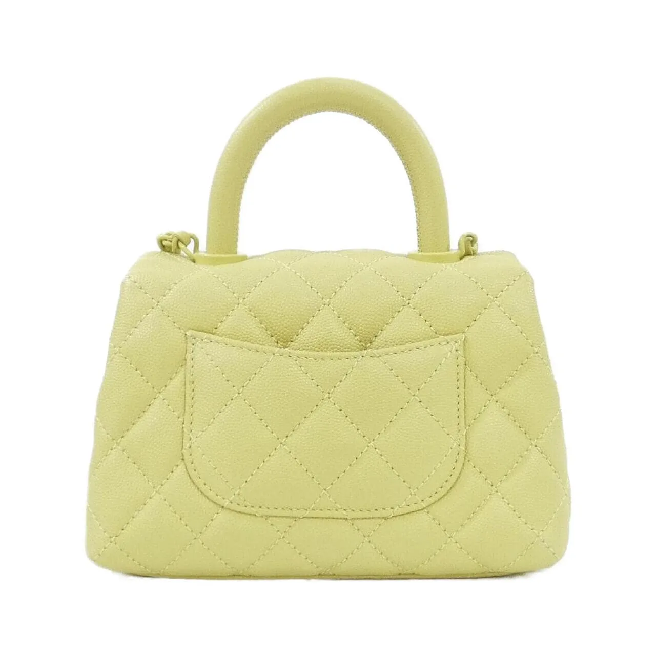 CHANEL Coco Handle AS2215 Handbag Grained Calfskin 黃色 荔枝紋牛皮 中古品A - 縮圖 2
