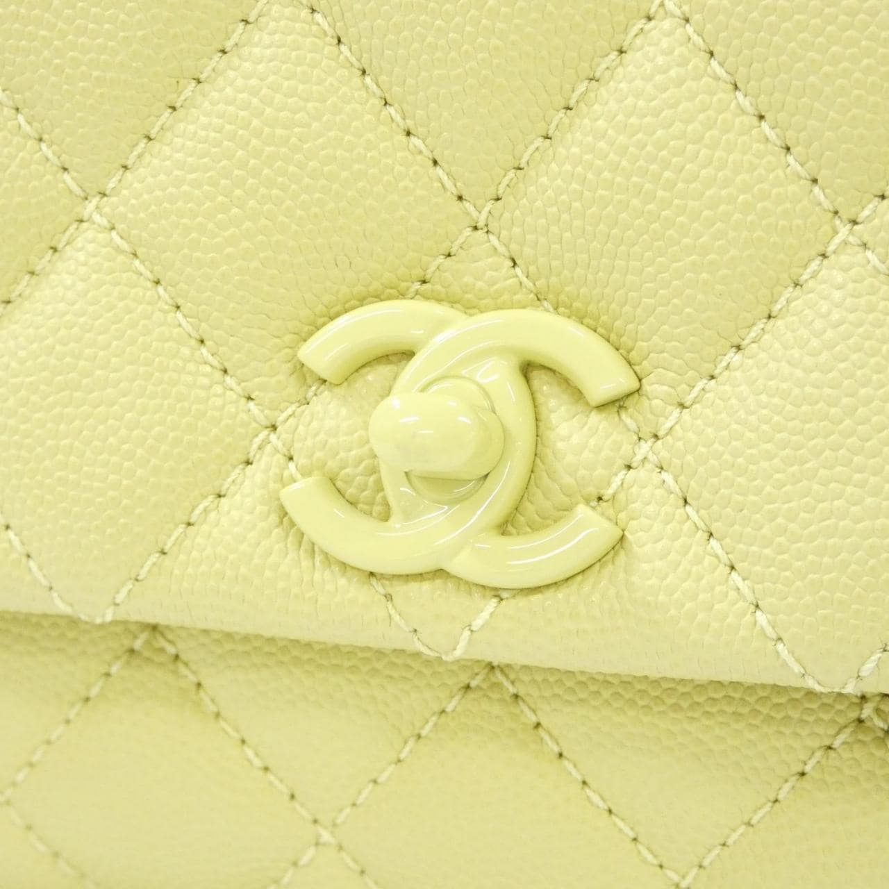 CHANEL Coco Handle AS2215 Bag Grained Calfskin Yellow Grained Calfskin - Thumbnail 4