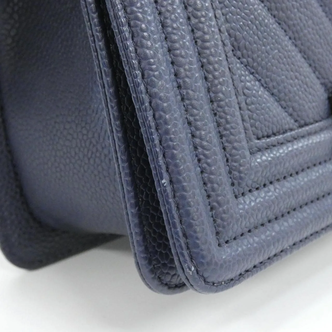 CHANEL Boy Chanel 67085 Shoulder Grained Calfskin Navy Grained Calfskin Rank A - Thumbnail 6