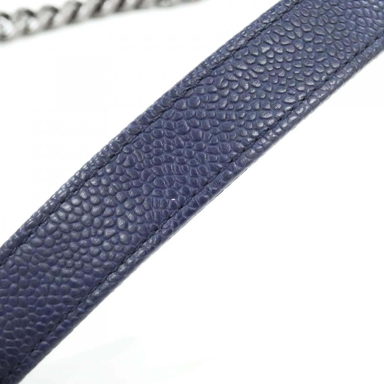 CHANEL Boy Chanel 67085 Shoulder Grained Calfskin Navy Grained Calfskin Rank A - Thumbnail 7