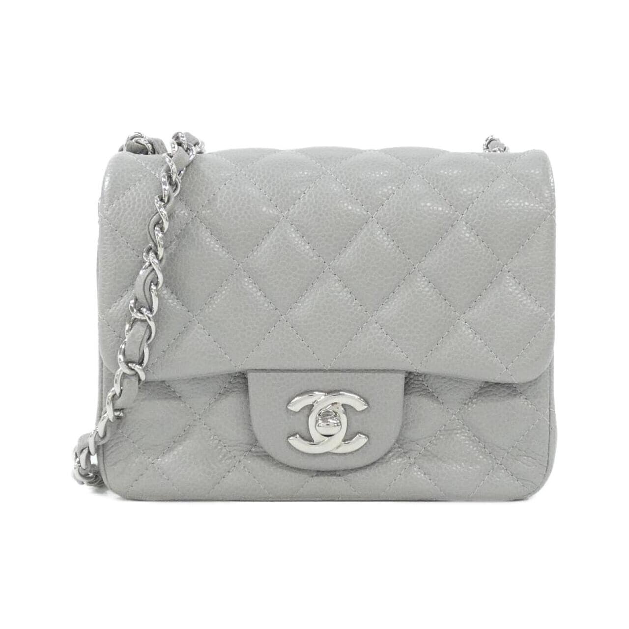 CHANEL Matelasse 35200 Shoulder Bag Grained Calfskin Grey
