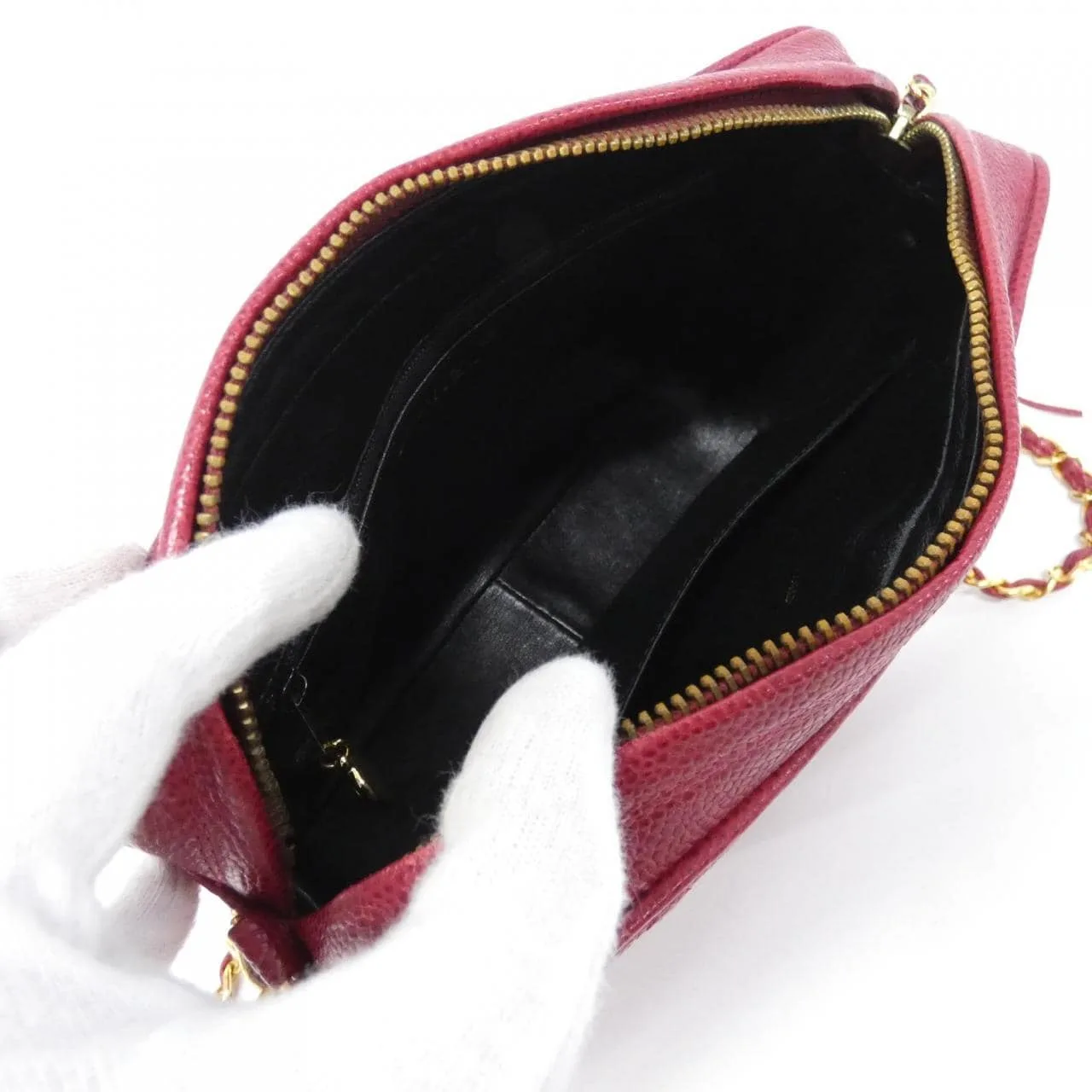 CHANEL Shoulder Caviar Leather 紅色 Caviar Leather 中古品A - 縮圖 9