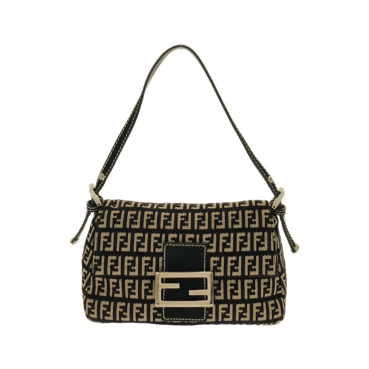 FENDI Baguette 8BR180 Shoulder Canvas Black