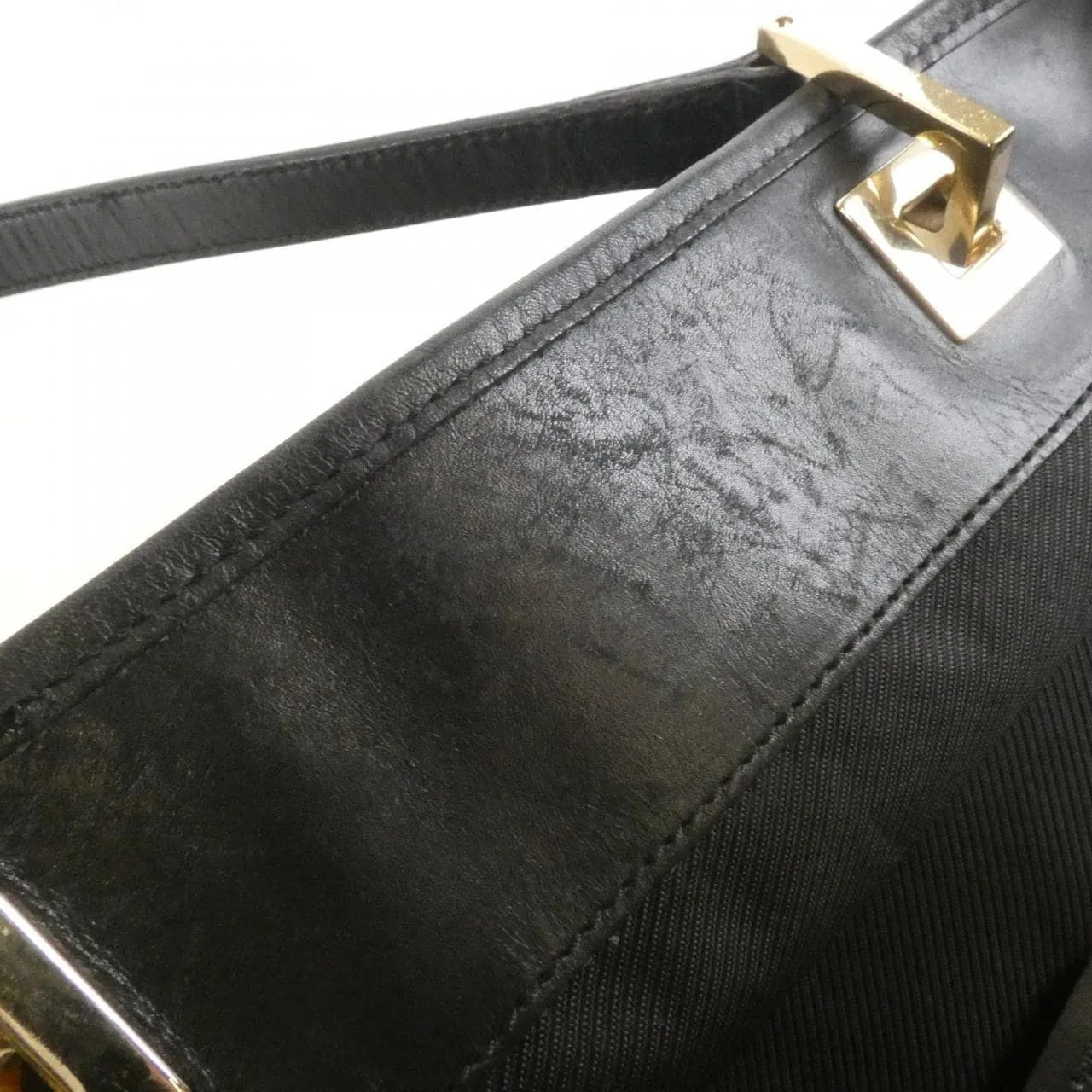 GUCCI 002 1098 Handbag Canvas Black Canvas - Thumbnail 9