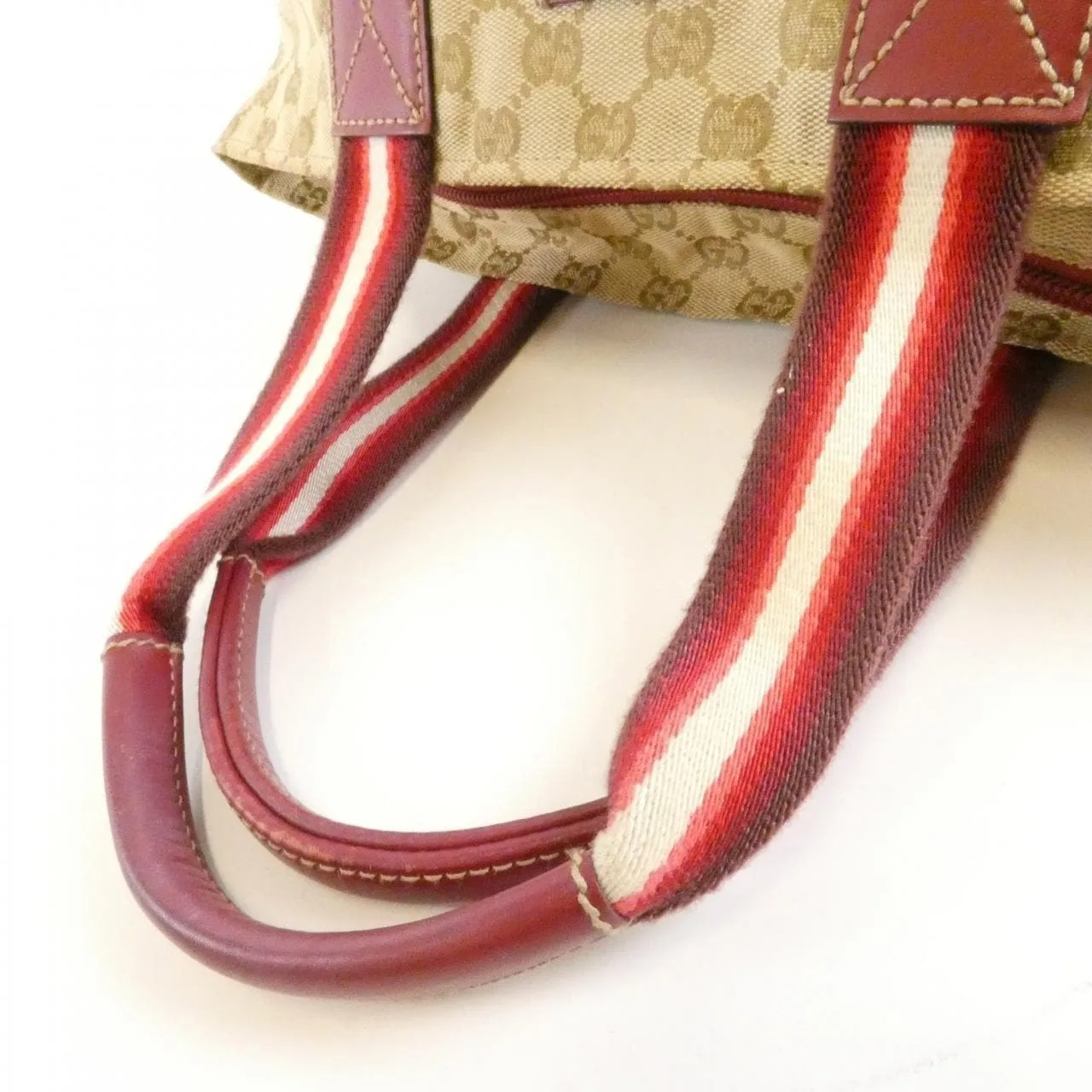 GUCCI 131228 Handbag Canvas 米色 帆布 中古品B - 縮圖 6