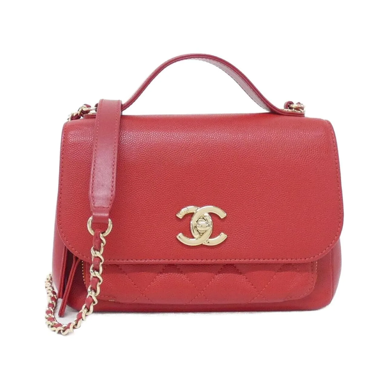 CHANEL 93749 Handbag Caviar Leather Red