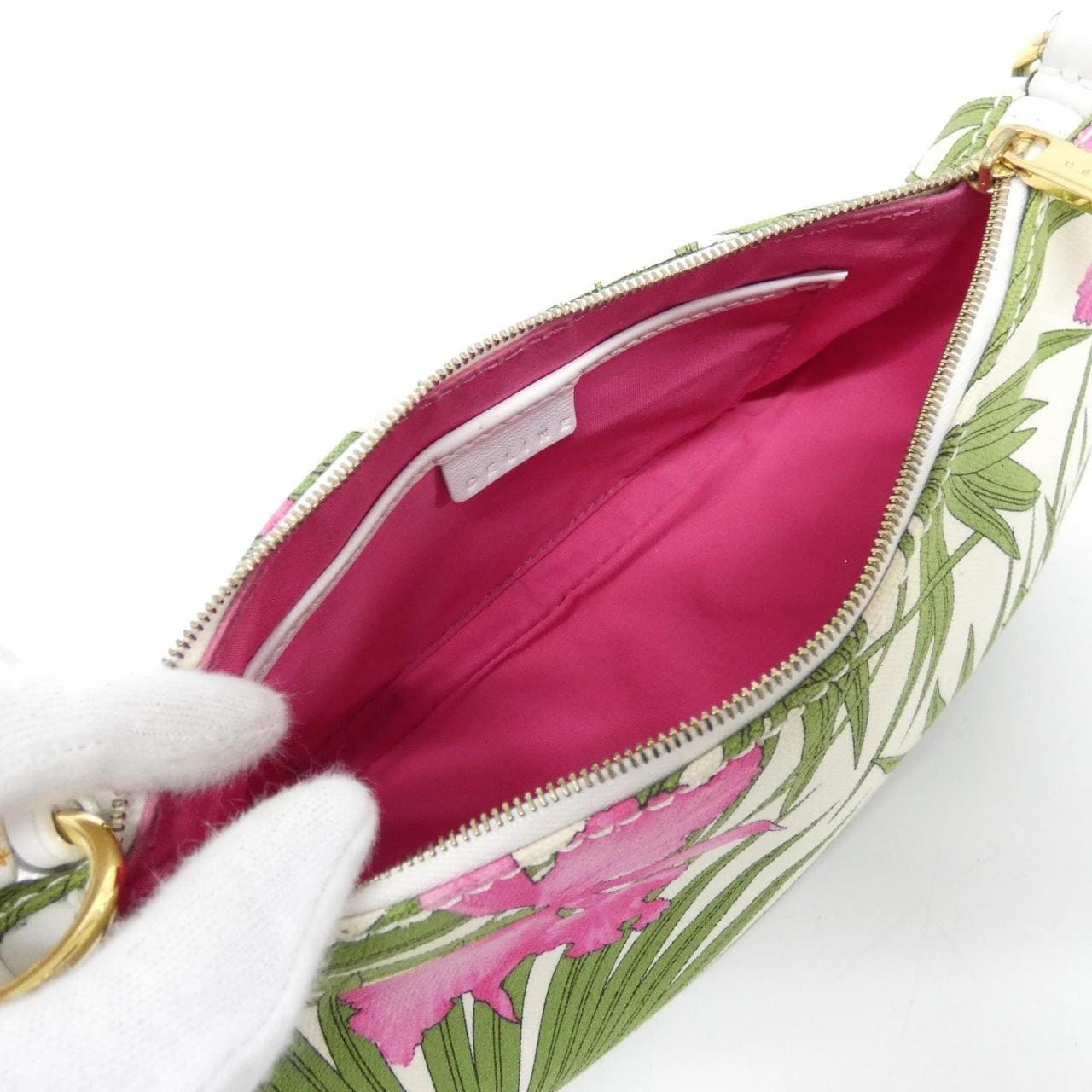 CELINE Pouch Canvas 綠色 帆布 中古品B - 縮圖 8