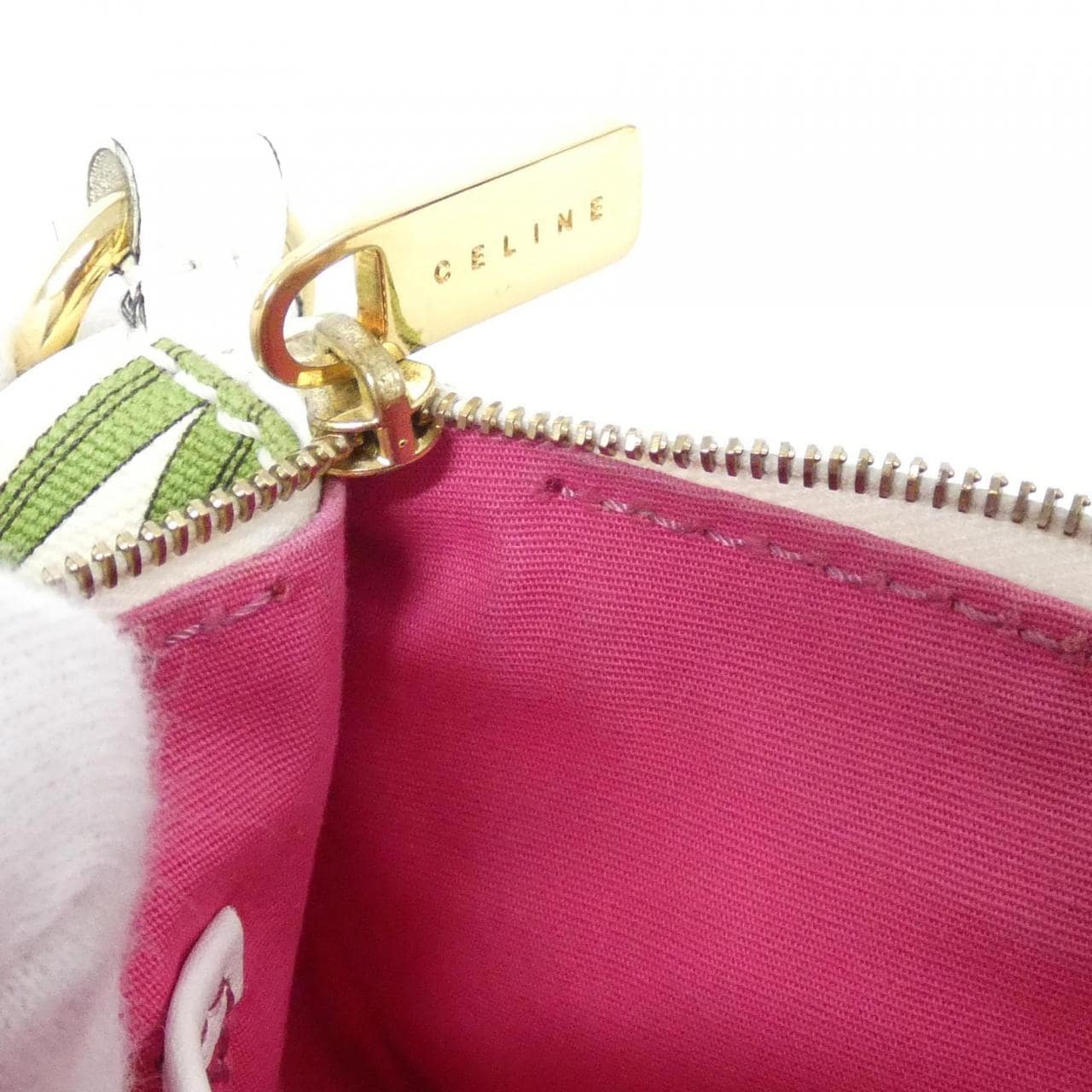 CELINE Pouch Canvas 綠色 帆布 中古品B - 縮圖 9