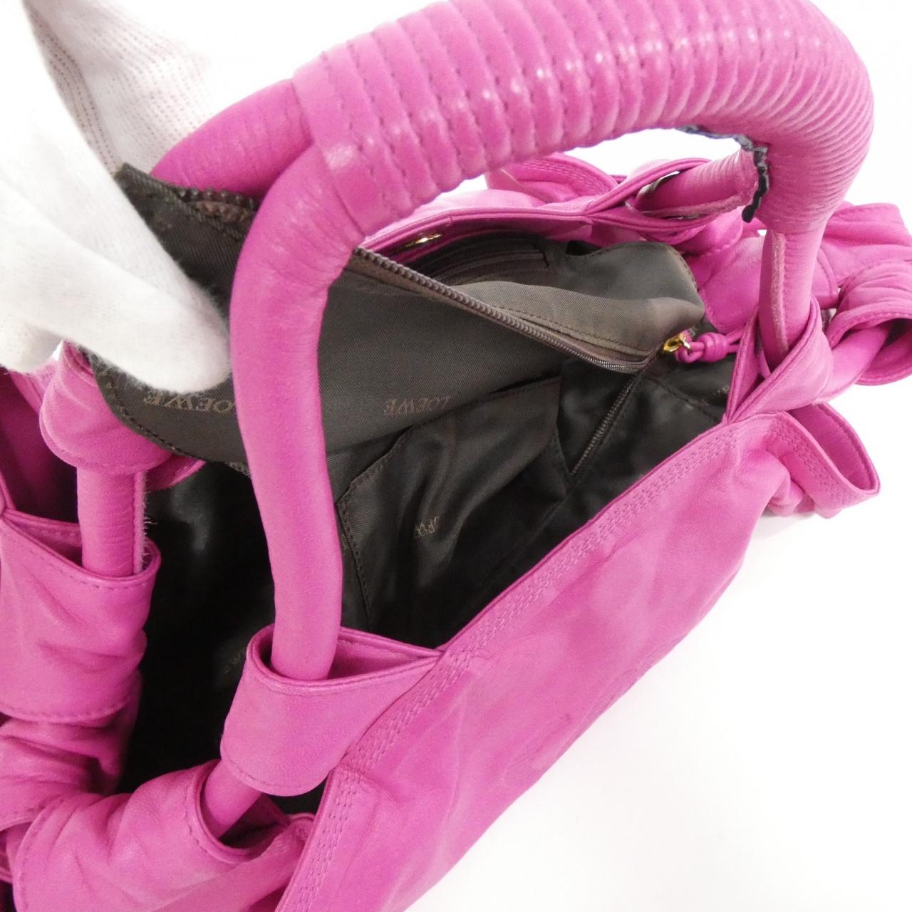 LOEWE Shoulder Bag Leather 黑色 皮革 中古品A - 縮圖 7