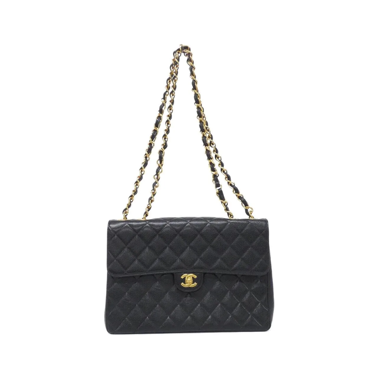 CHANEL 11869 Shoulder Grained Calfskin Black