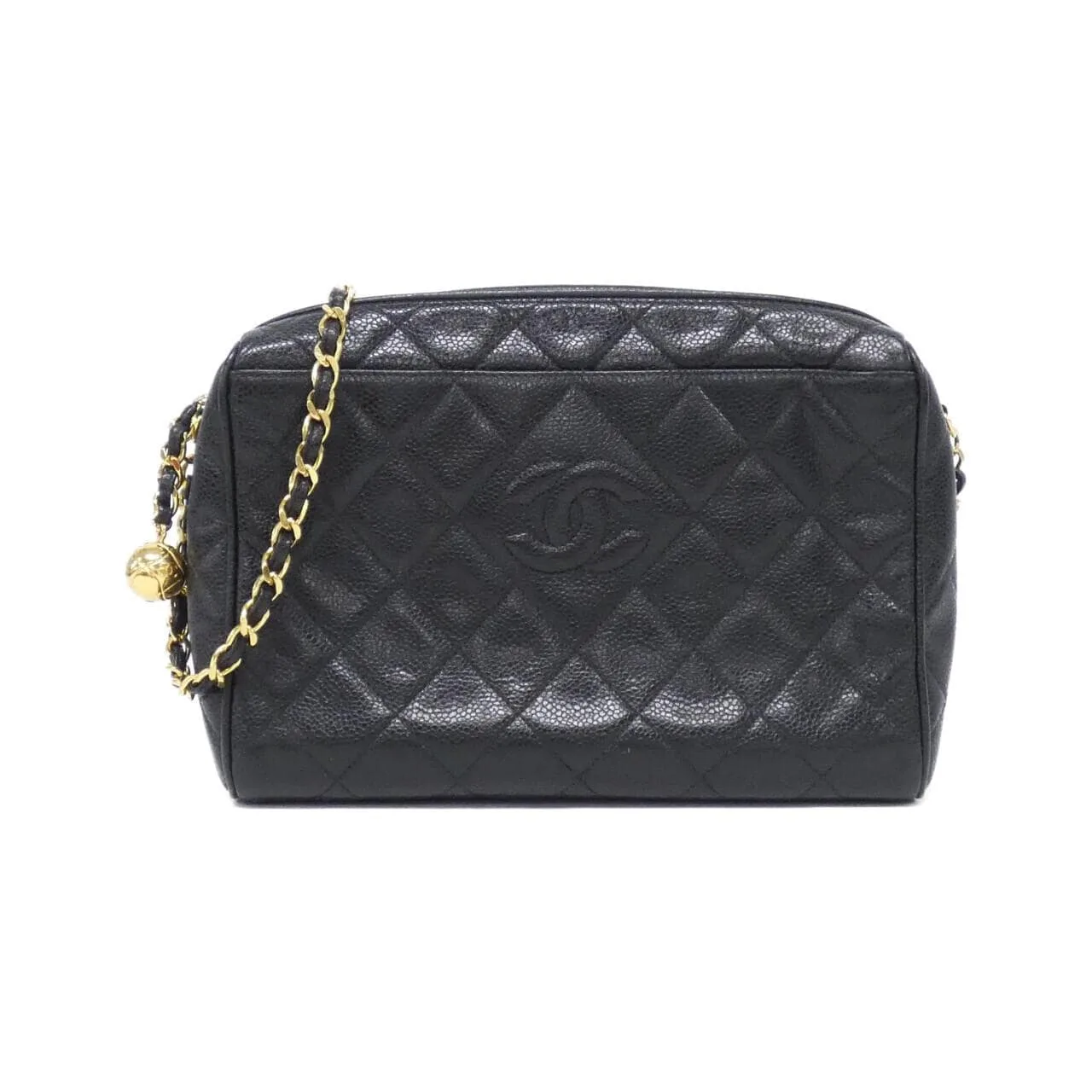 CHANEL Shoulder Caviar Leather Black
