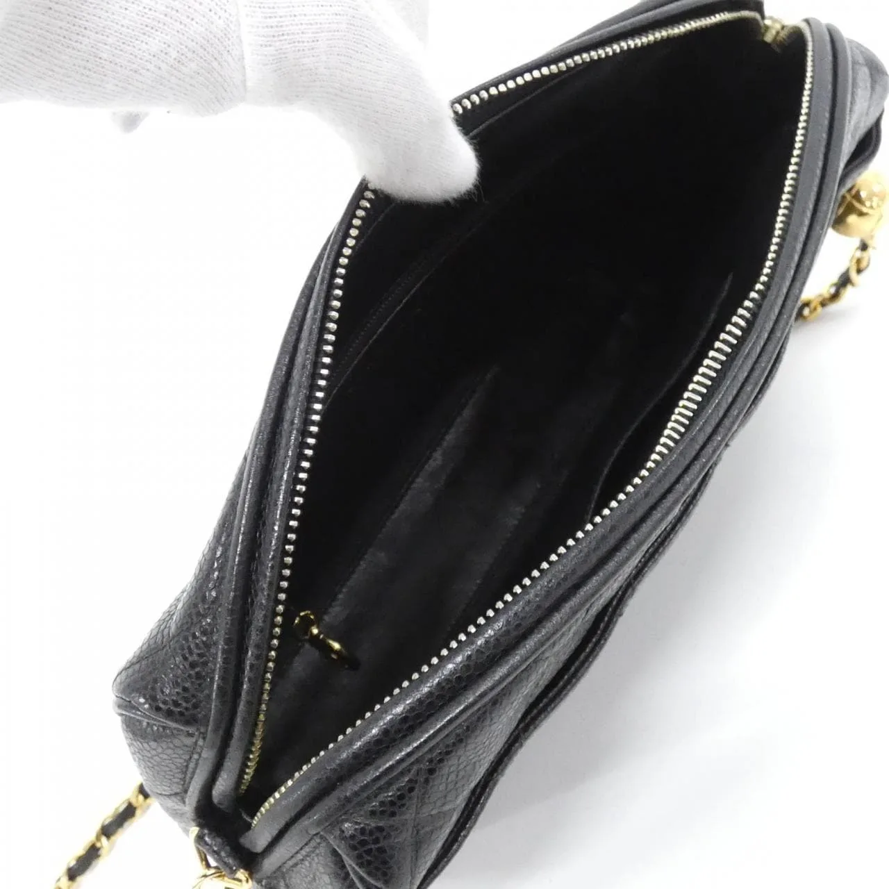 CHANEL Shoulder Caviar Leather 黑色 Caviar Leather 中古品A - 縮圖 8