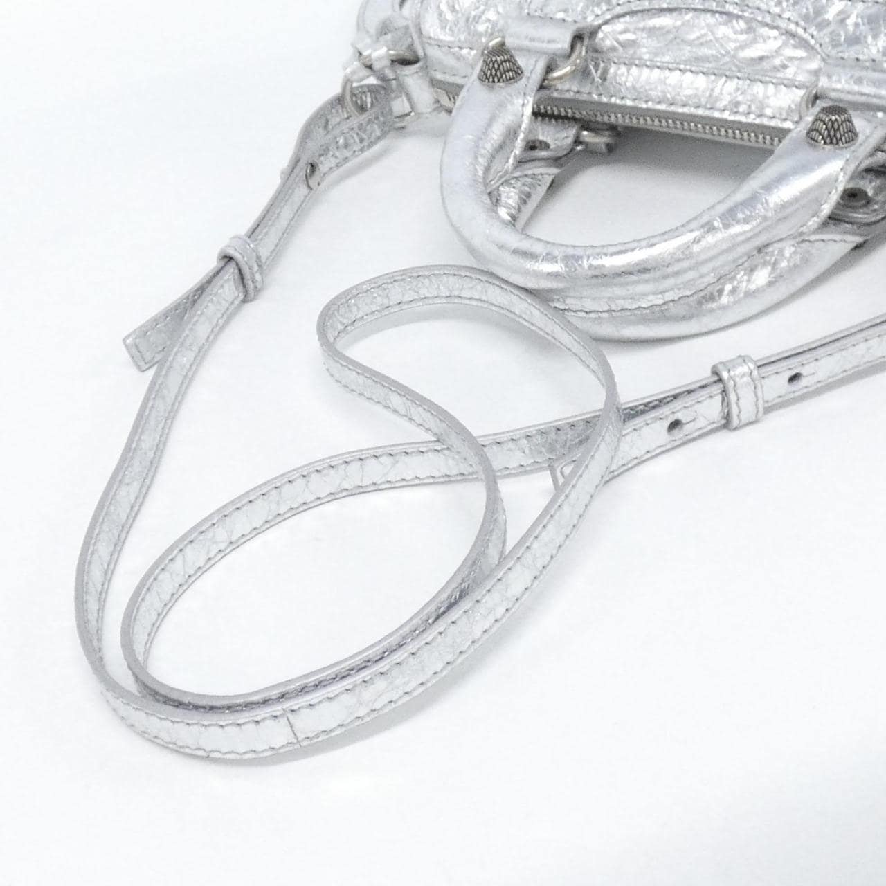 BALENCIAGA Le Cagole 792599 0GT3Y Handbag Leather Black Leather - Thumbnail 4