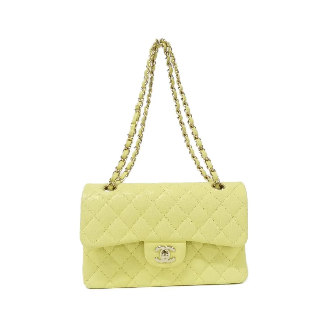 CHANEL Matelasse 1113 Shoulder Grained Calfskin Yellow