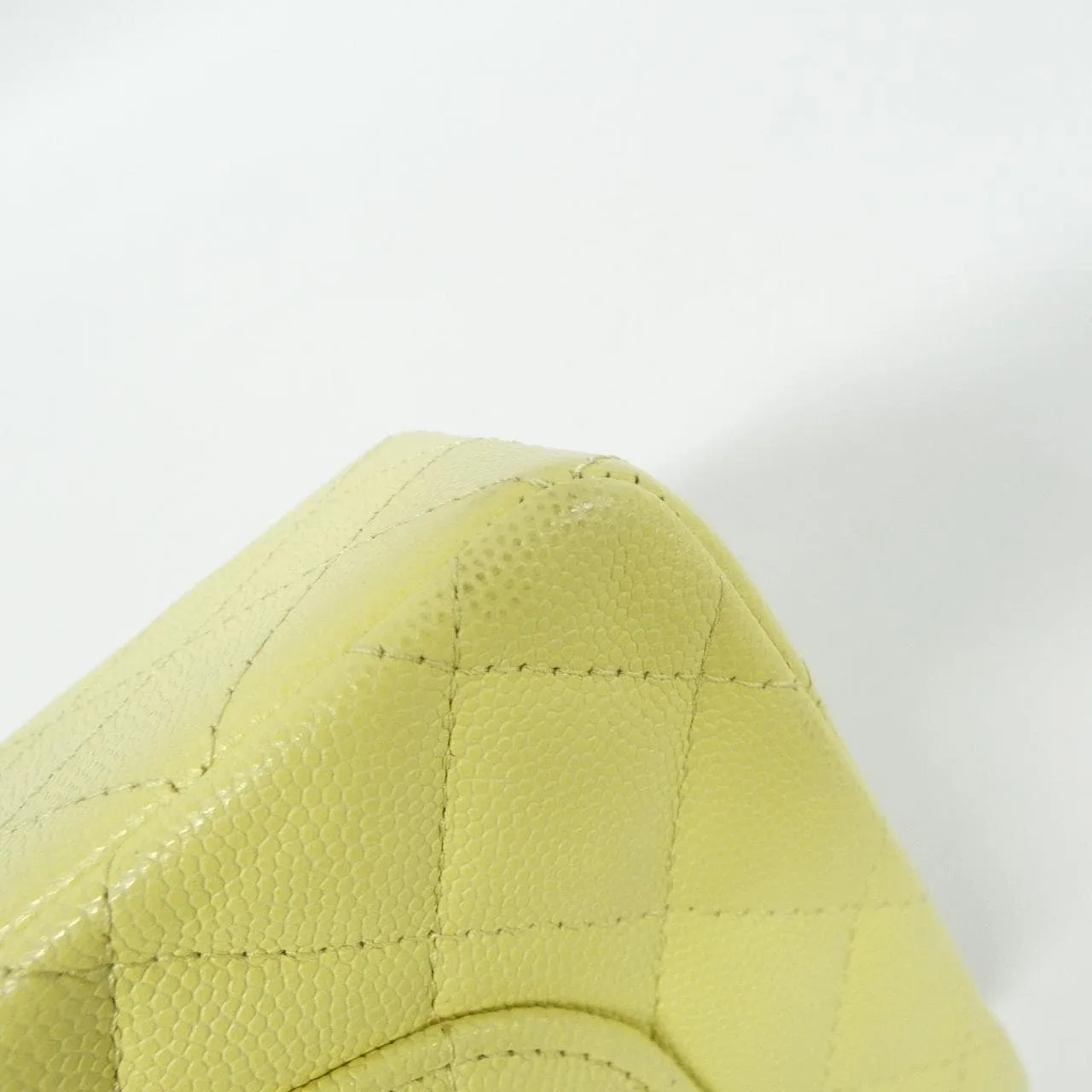 CHANEL Matelasse 1113 Shoulder Grained Calfskin 黃色 荔枝紋牛皮 中古品A - 縮圖 5