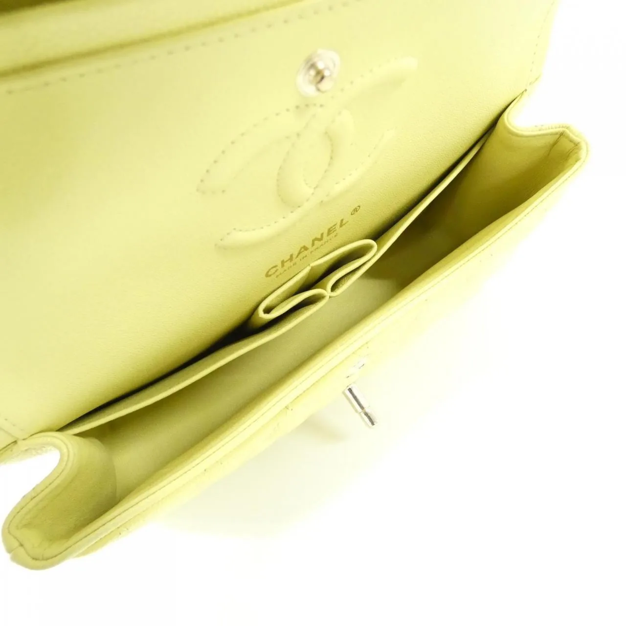 CHANEL Matelasse 1113 Shoulder Grained Calfskin 黃色 荔枝紋牛皮 中古品A - 縮圖 8