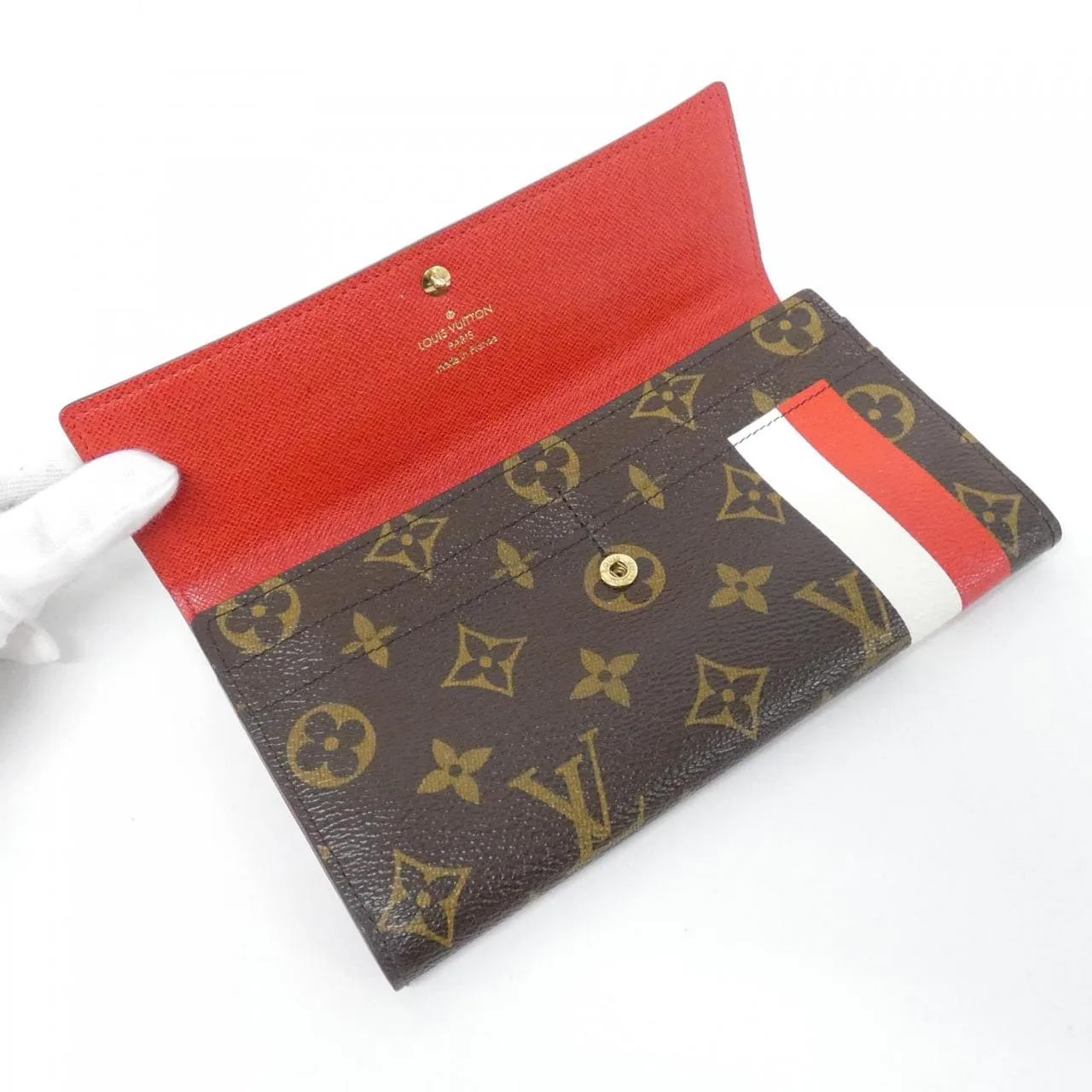 LOUIS VUITTON M60034 Wallet Monogram 紅色 Monogram 中古品A - 縮圖 7
