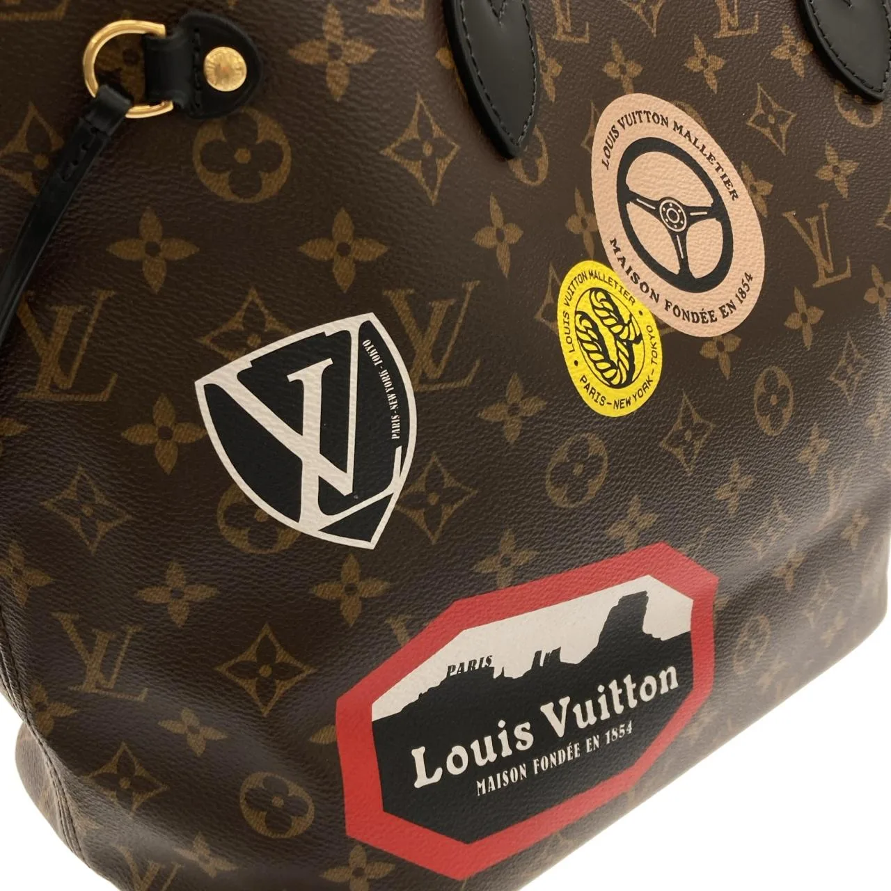 LOUIS VUITTON Neverfull M42844 Tote Monogram Black Monogram - Thumbnail 4