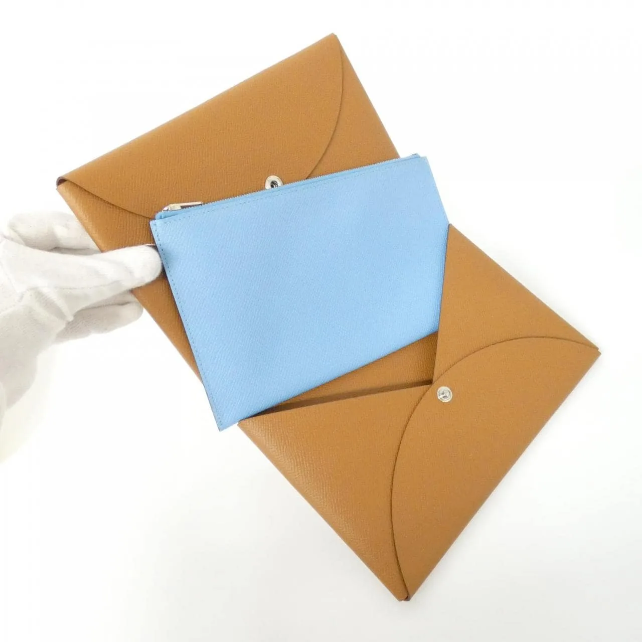 HERMES 073804CK Pouch Epsom 金色 Epsom 皮 中古品A - 縮圖 8