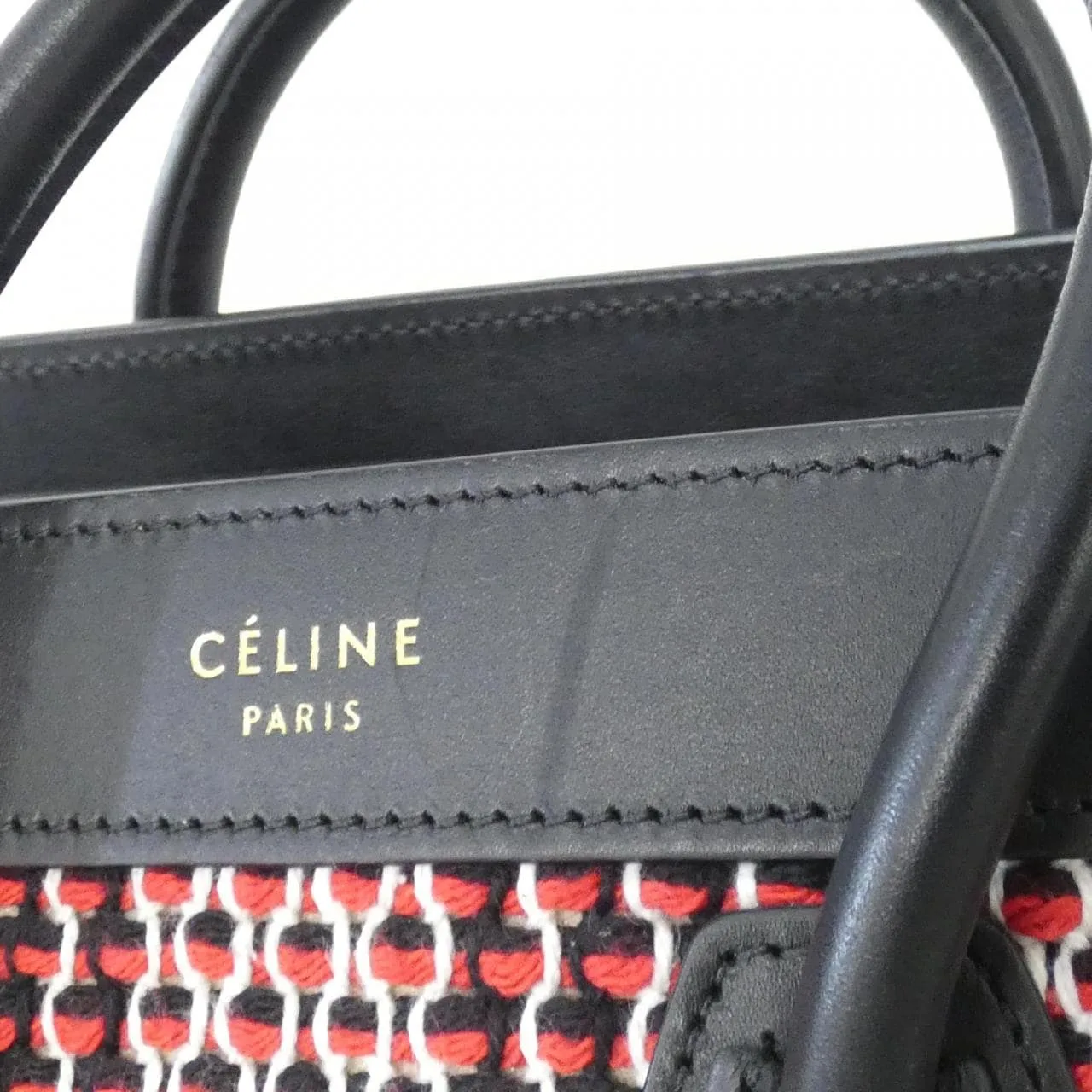 CELINE Luggage Handbag Tweed Black Tweed Rank A - Thumbnail 5