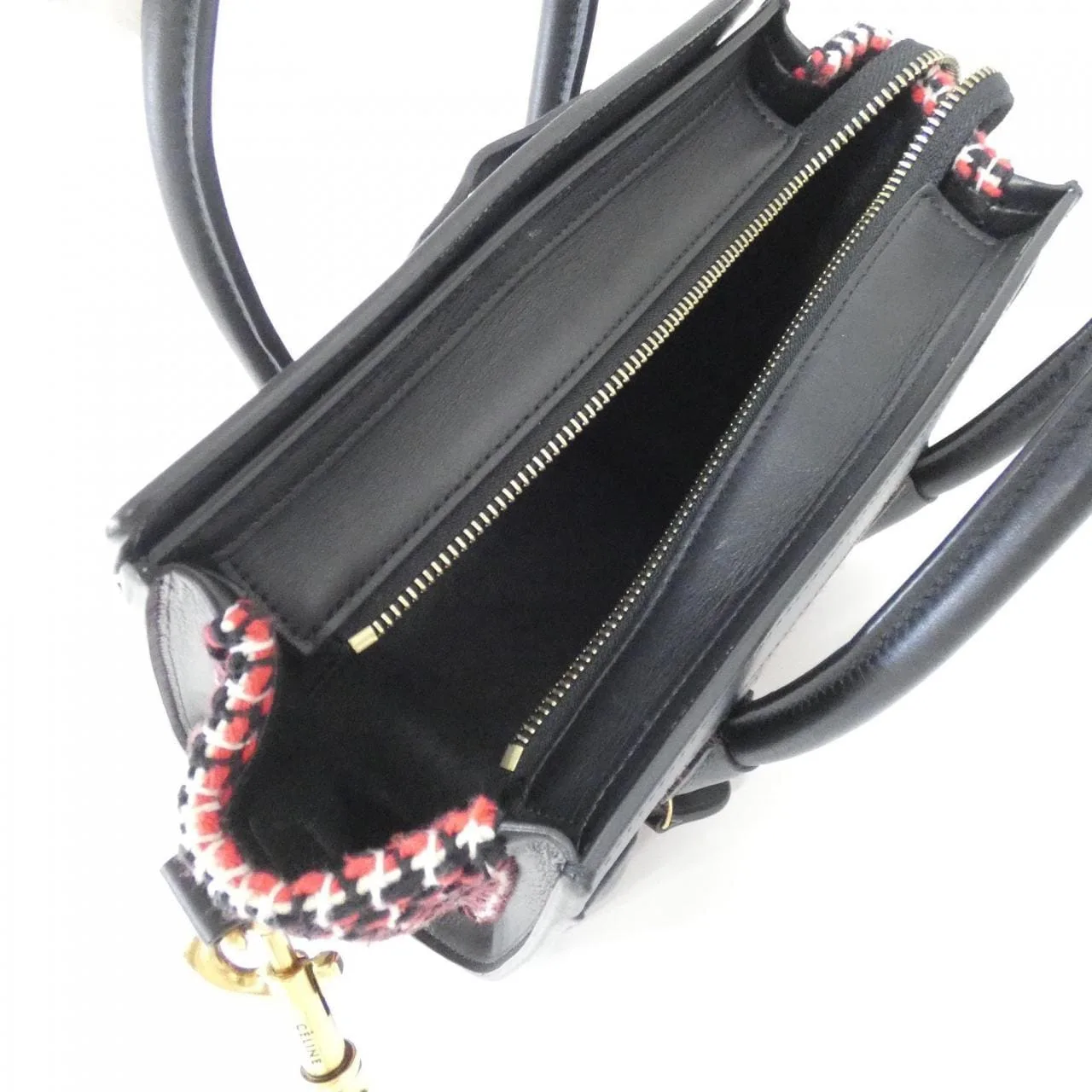 CELINE Luggage Handbag Tweed Black Tweed Rank A - Thumbnail 9