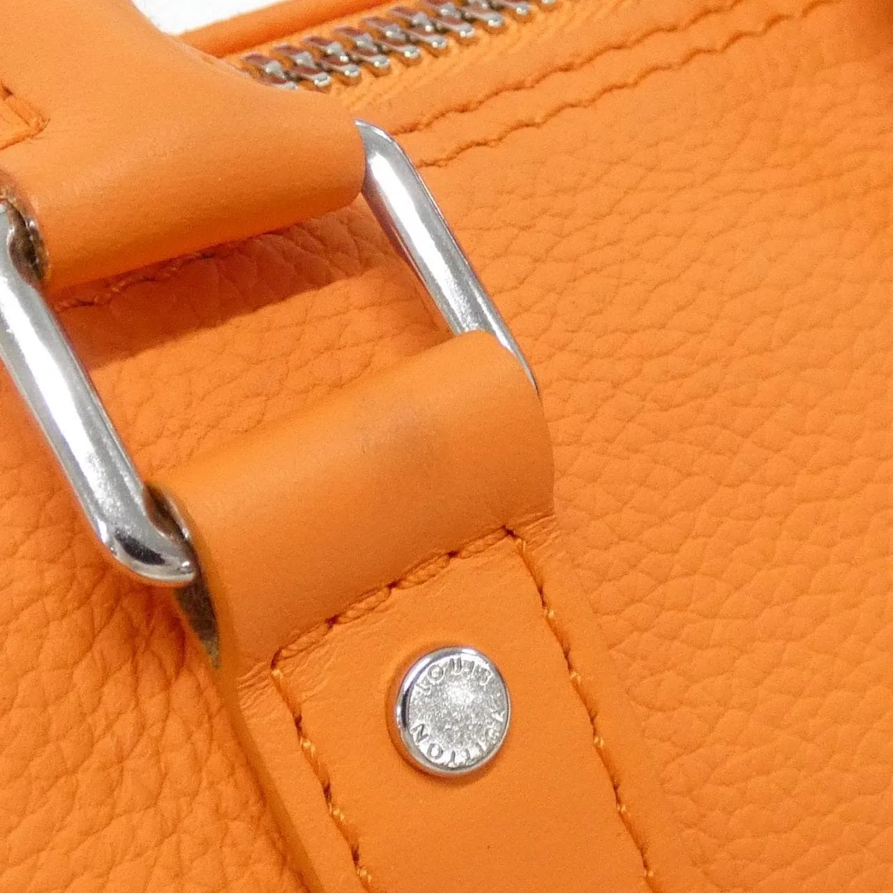 LOUIS VUITTON Keepall M81004 Boston Lambskin 橙色 羊皮 中古品A - 縮圖 5