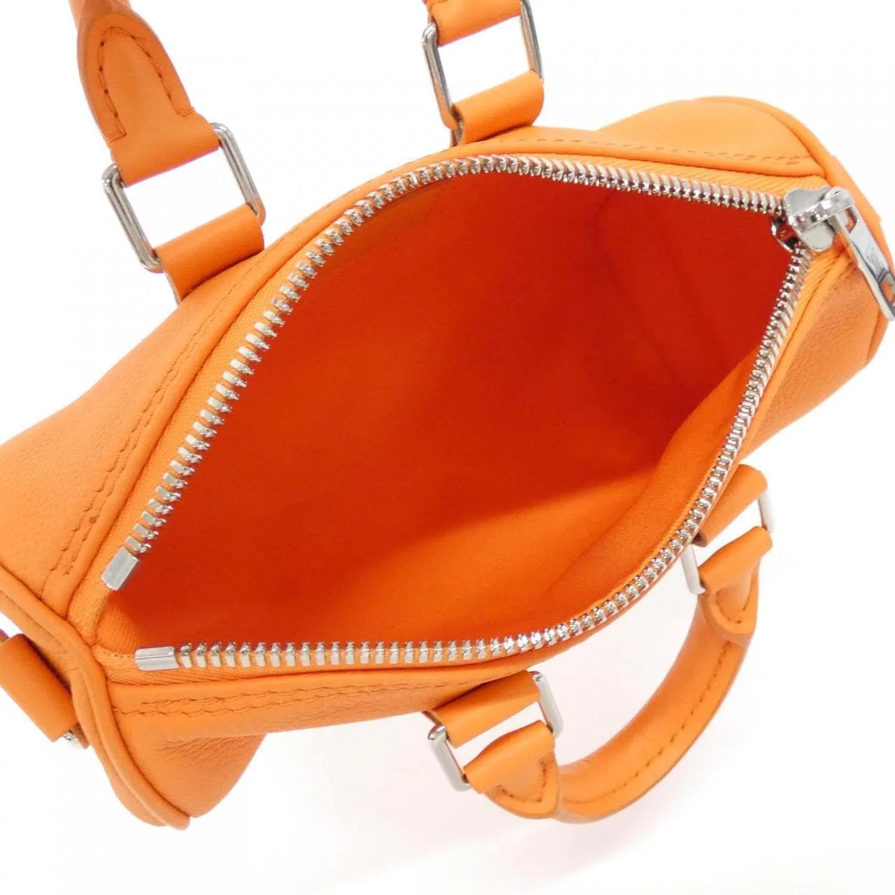 LOUIS VUITTON Keepall M81004 Boston Lambskin 橙色 羊皮 中古品A - 縮圖 8