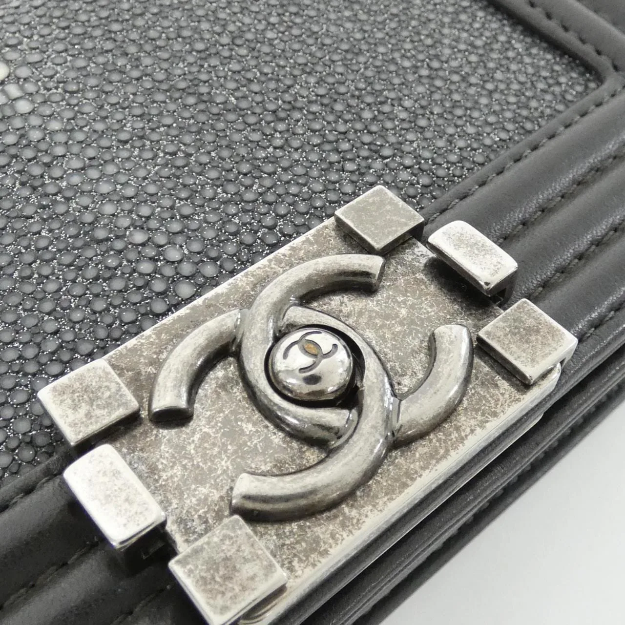 CHANEL Boy Chanel 67085 Shoulder Lambskin Grey Lambskin Rank A - Thumbnail 5