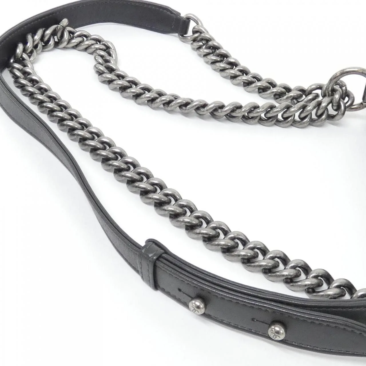 CHANEL Boy Chanel 67085 Shoulder Lambskin Grey Lambskin Rank A - Thumbnail 6