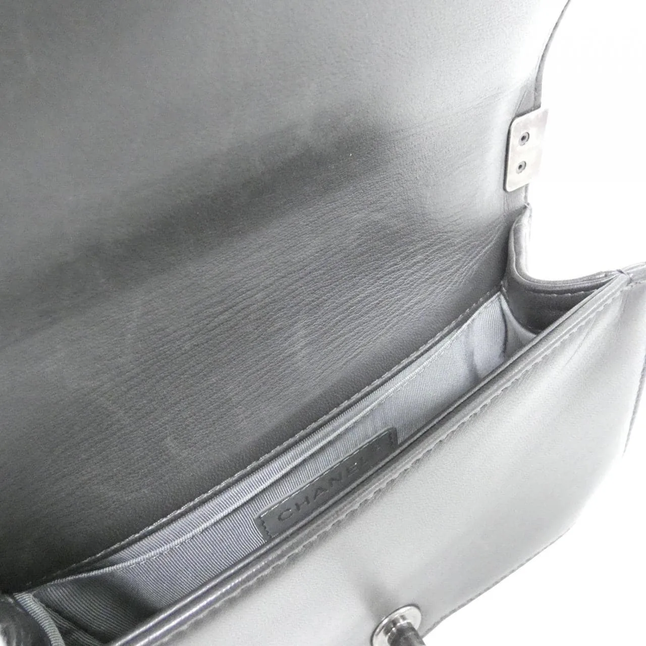 CHANEL Boy Chanel 67085 Shoulder Lambskin Grey Lambskin Rank A - Thumbnail 8