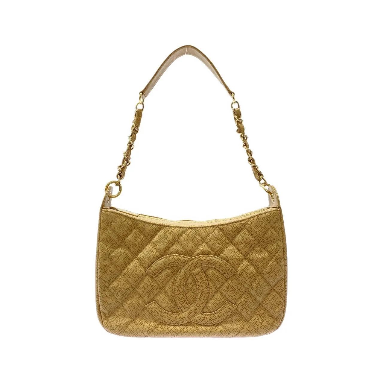 CHANEL Matelasse 20993 Shoulder Grained Calfskin Beige