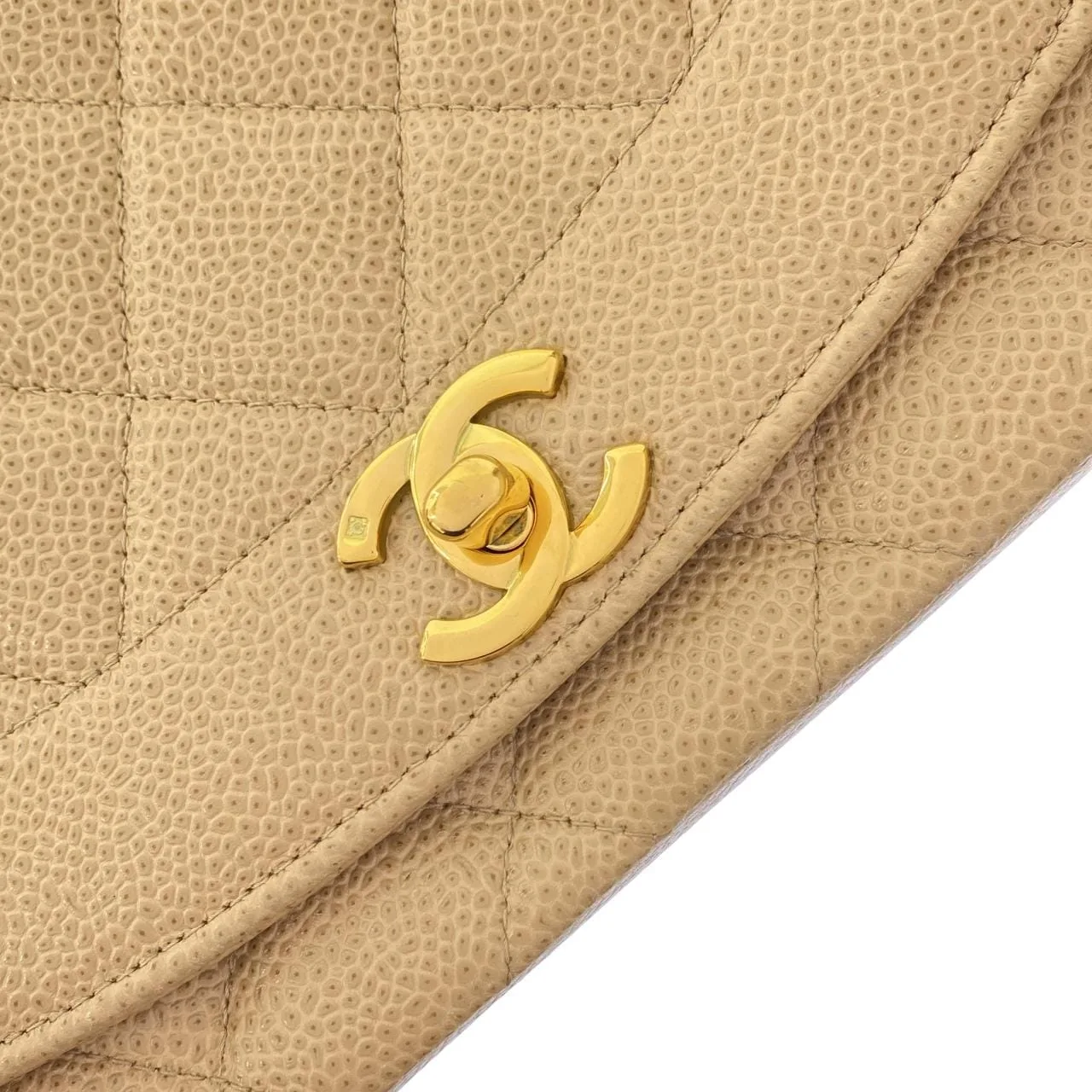 CHANEL 01165 Shoulder Grained Calfskin Beige Grained Calfskin Rank A - Thumbnail 4