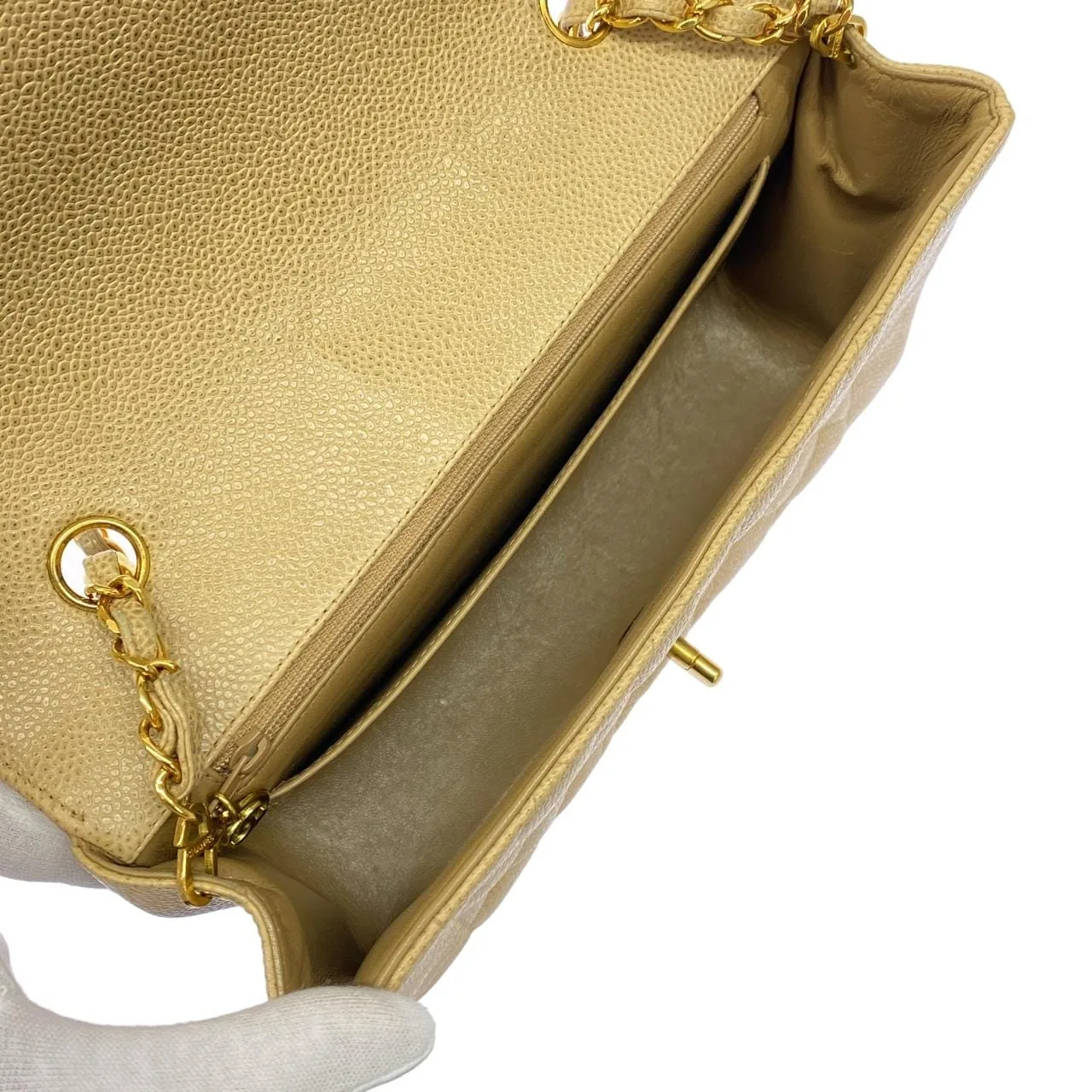 CHANEL 01165 Shoulder Grained Calfskin Beige Grained Calfskin Rank A - Thumbnail 6