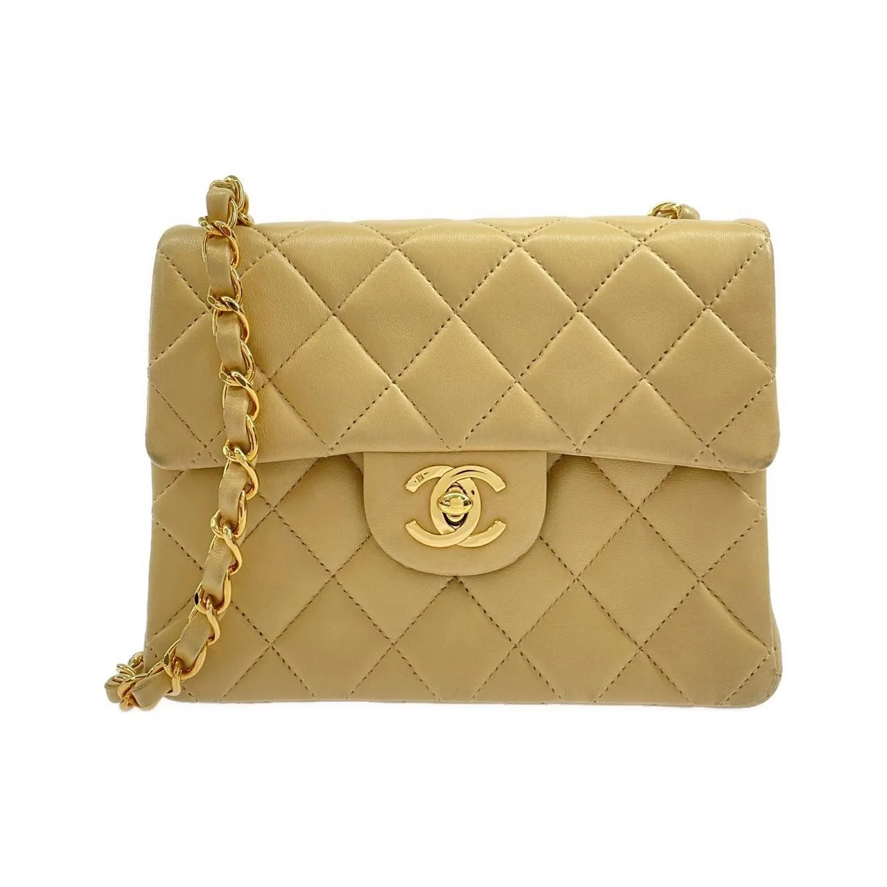 CHANEL Matelasse 1115 Shoulder Lambskin Beige