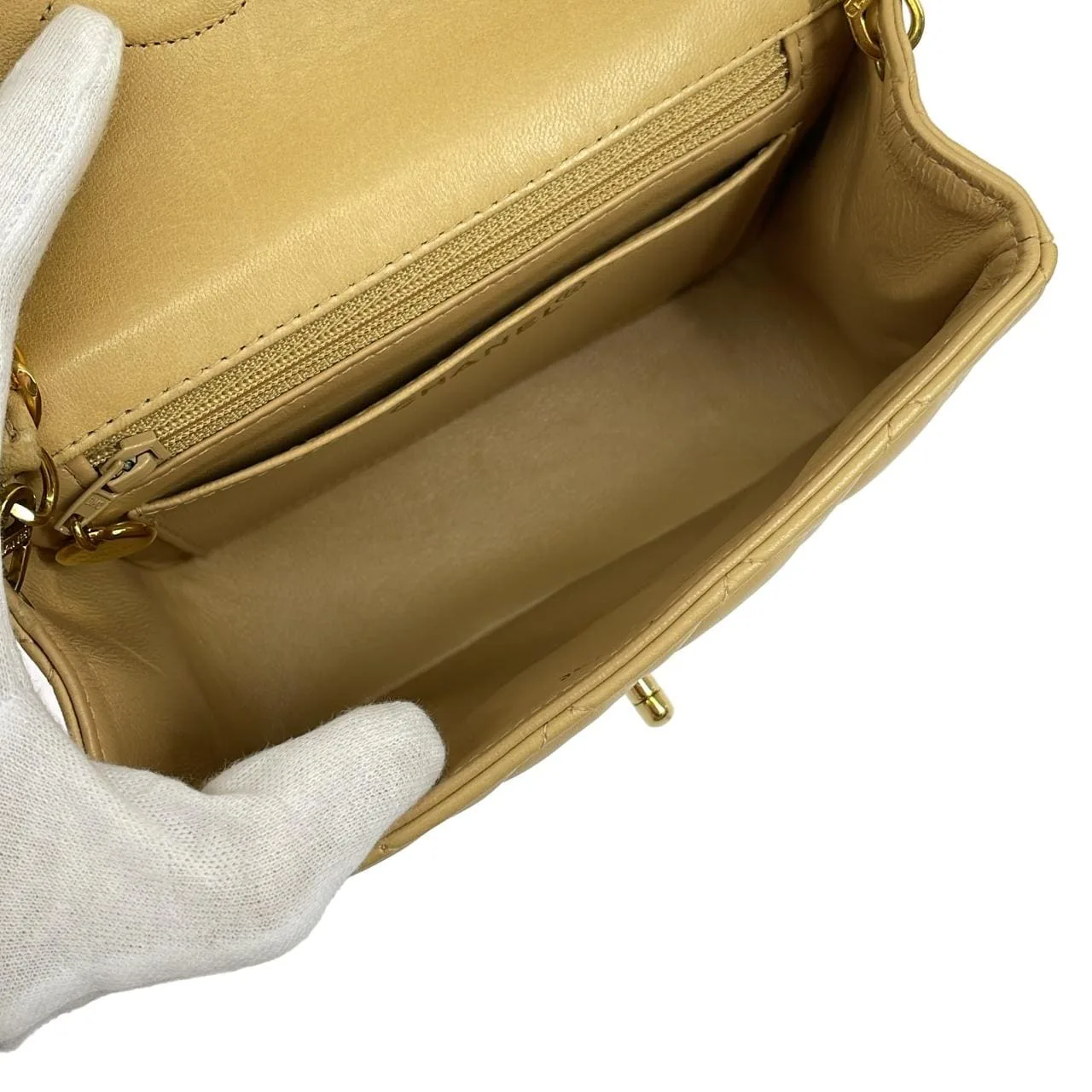 CHANEL Matelasse 1115 Shoulder Lambskin Beige Lambskin Rank A - Thumbnail 7