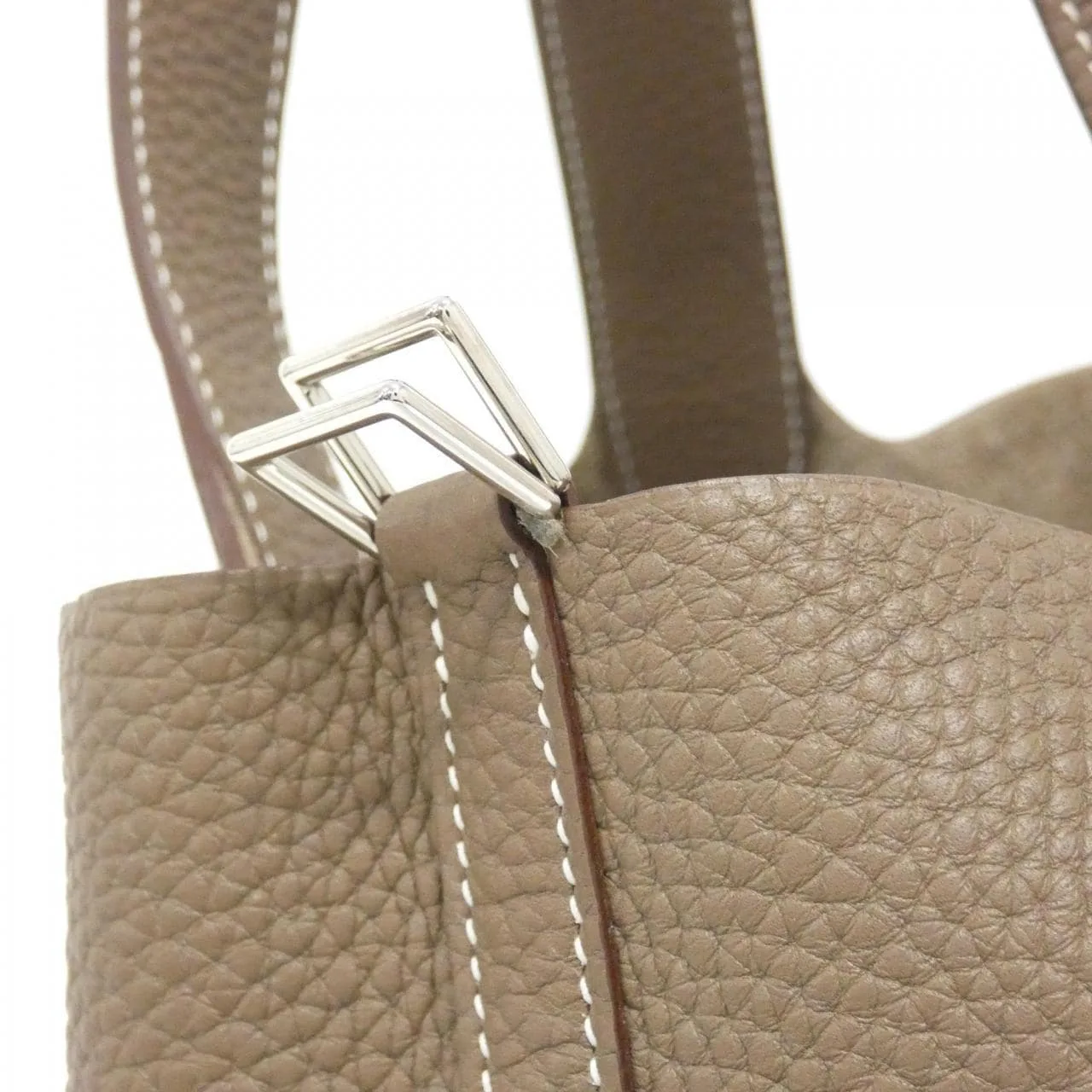 HERMES Picotin 060991CK Handbag Clemence Etoupe Clemence Leather Rank A - Thumbnail 4