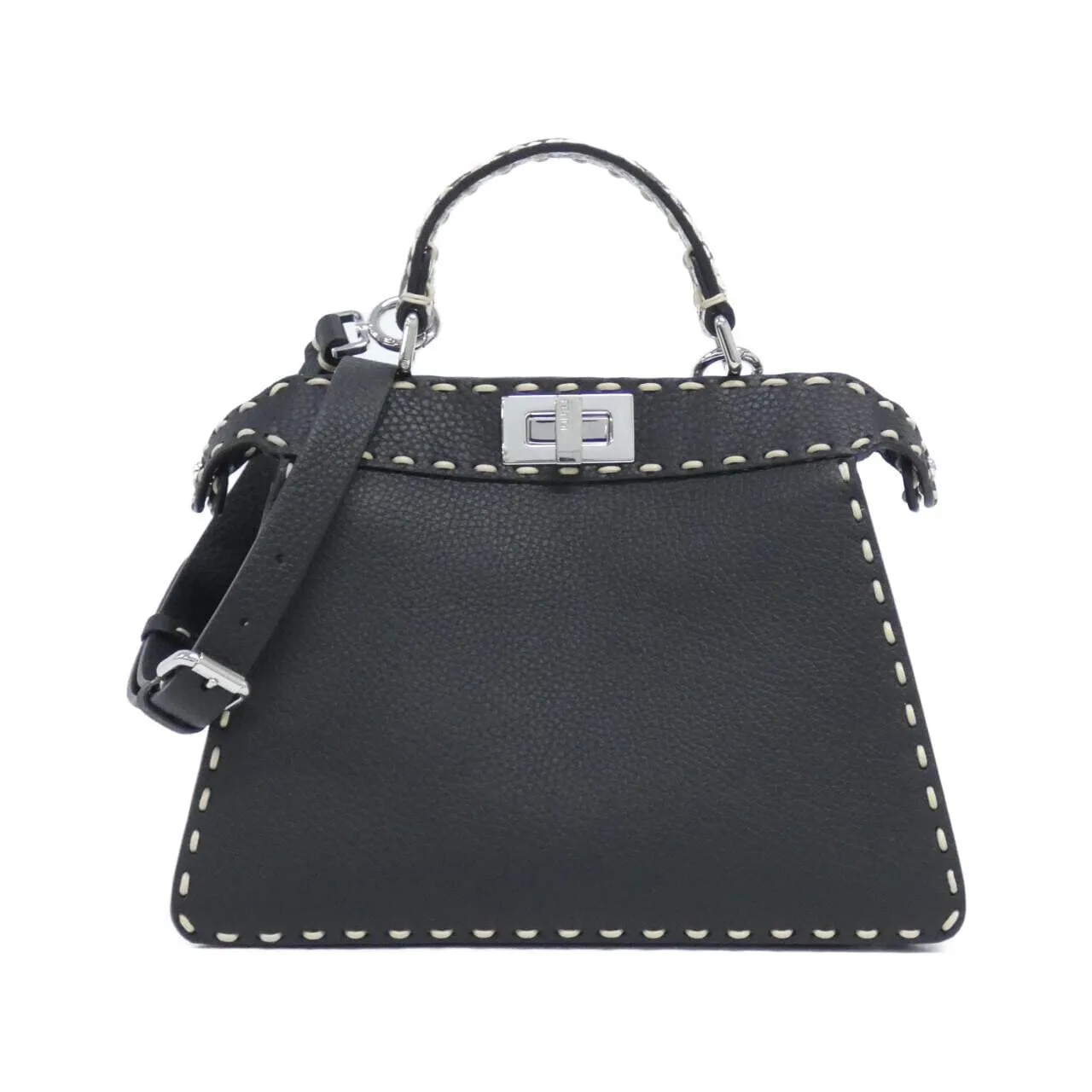 FENDI Peekaboo 8BN327 AKL3 Handbag Python Black