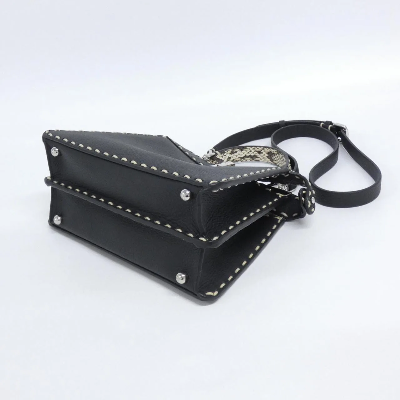 FENDI Peekaboo 8BN327 AKL3 Handbag Python Black Python Rank A - Thumbnail 2