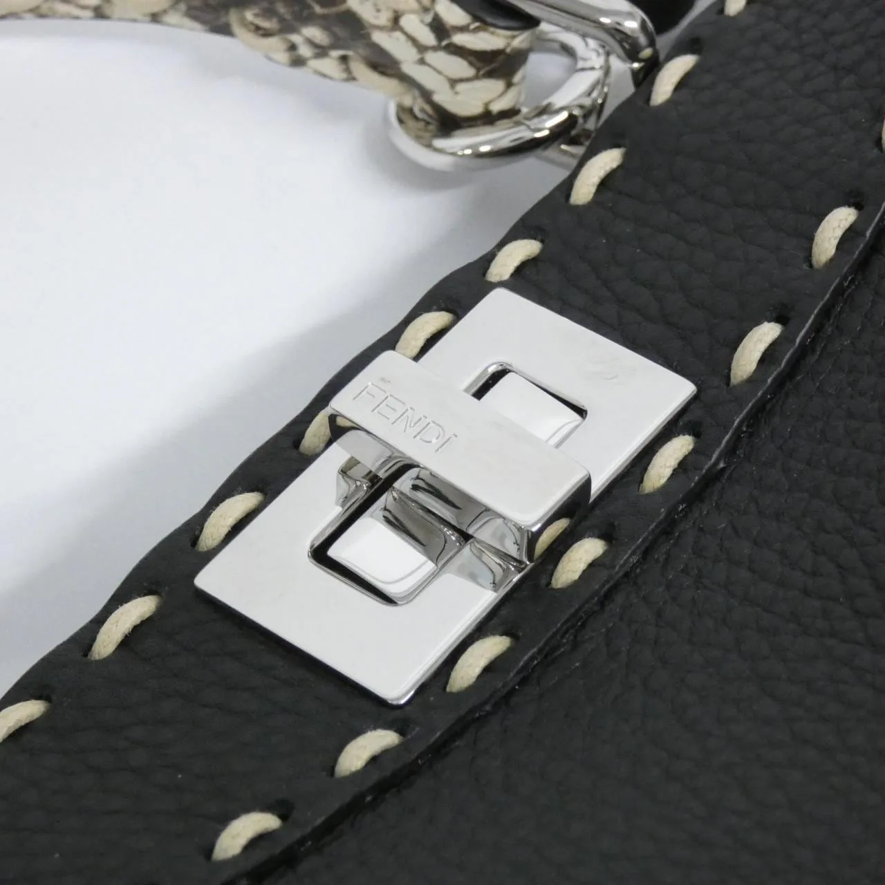 FENDI Peekaboo 8BN327 AKL3 Handbag Python Black Python Rank A - Thumbnail 4