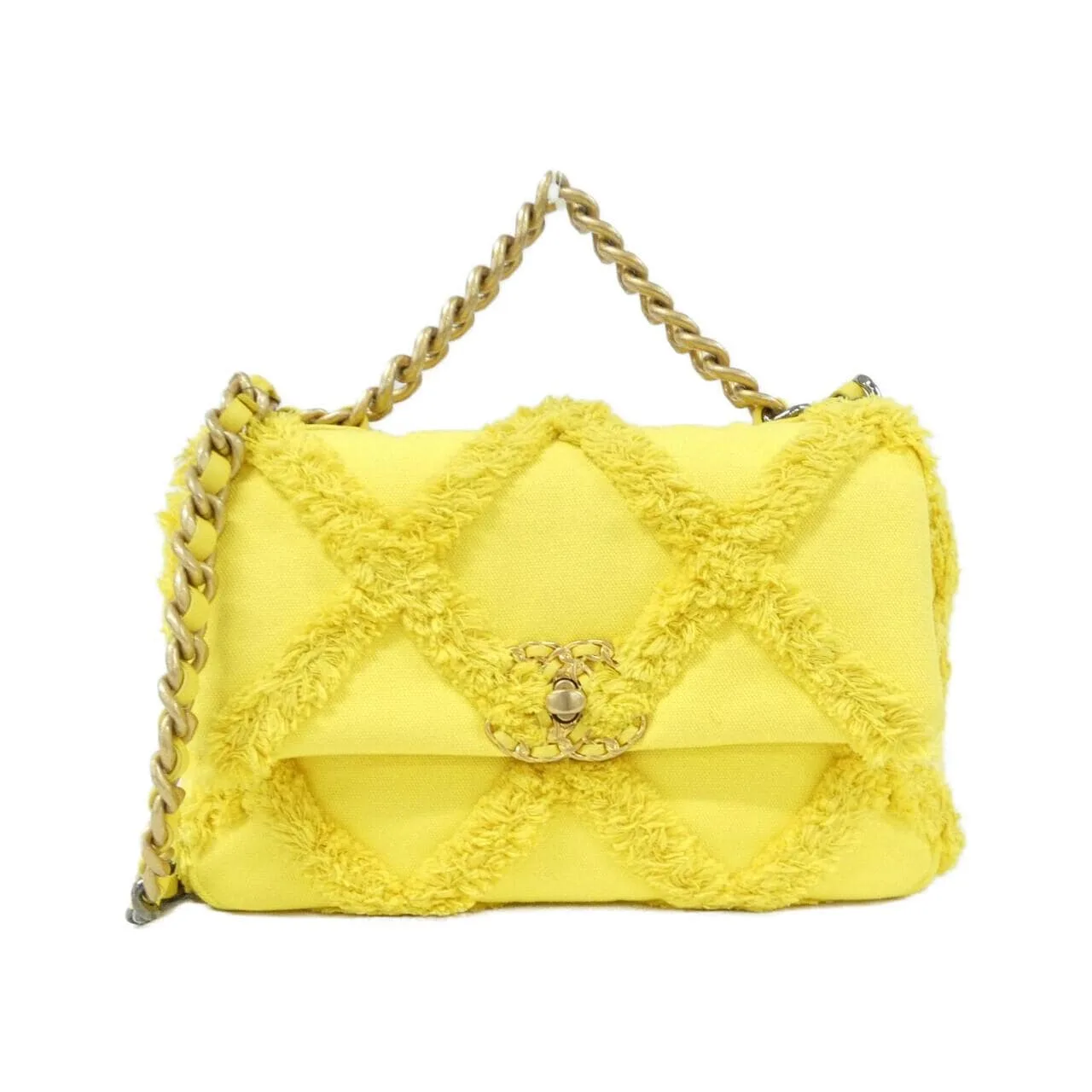 CHANEL Chanel 19 AS1160 Shoulder Canvas Yellow
