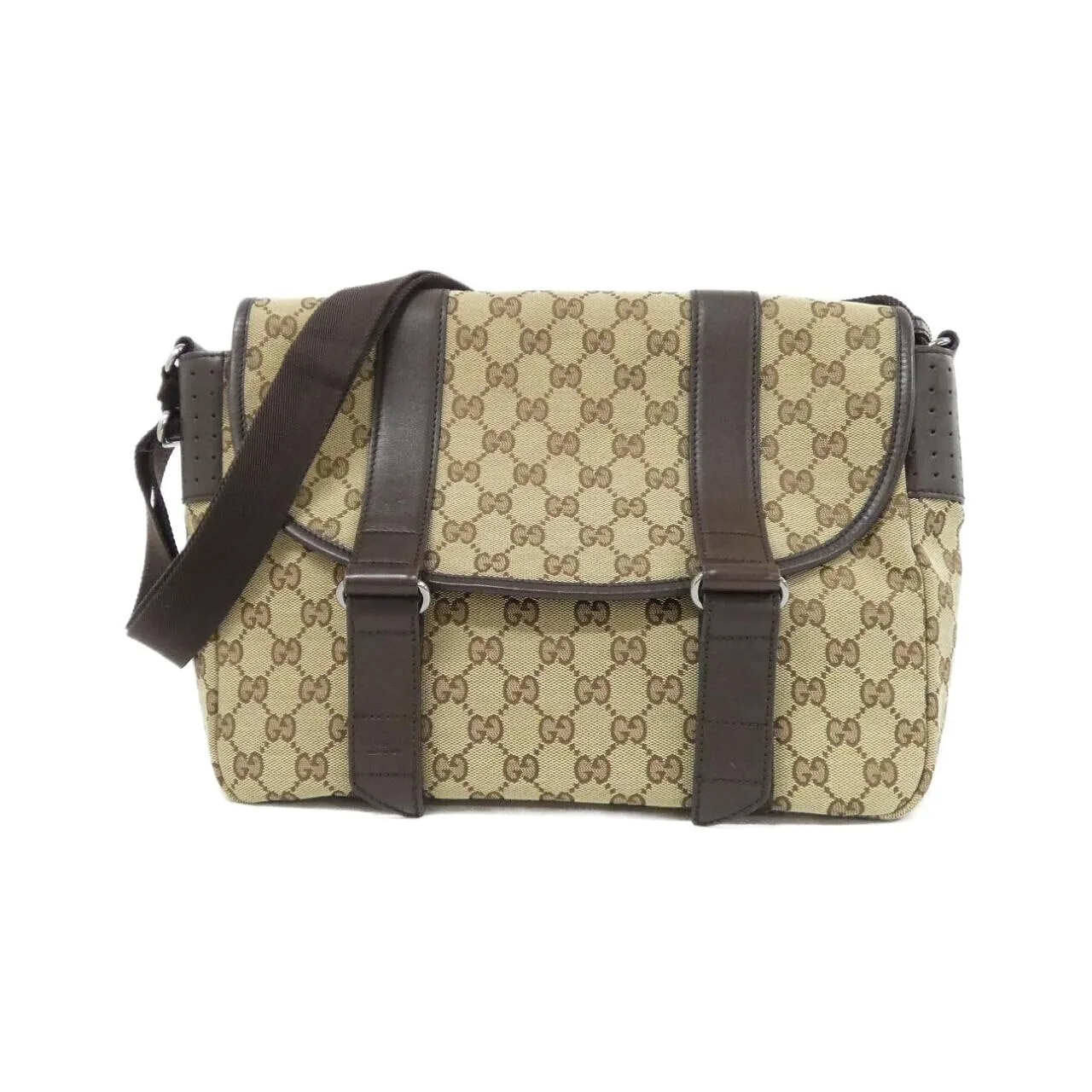 GUCCI 145859 Shoulder Canvas Beige